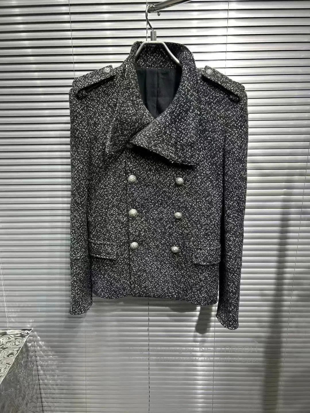 Balmain Balmain Gray Wool Double-Breasted Coat. Size US M / EU 48-50 / 2 - 1 Thumbnail