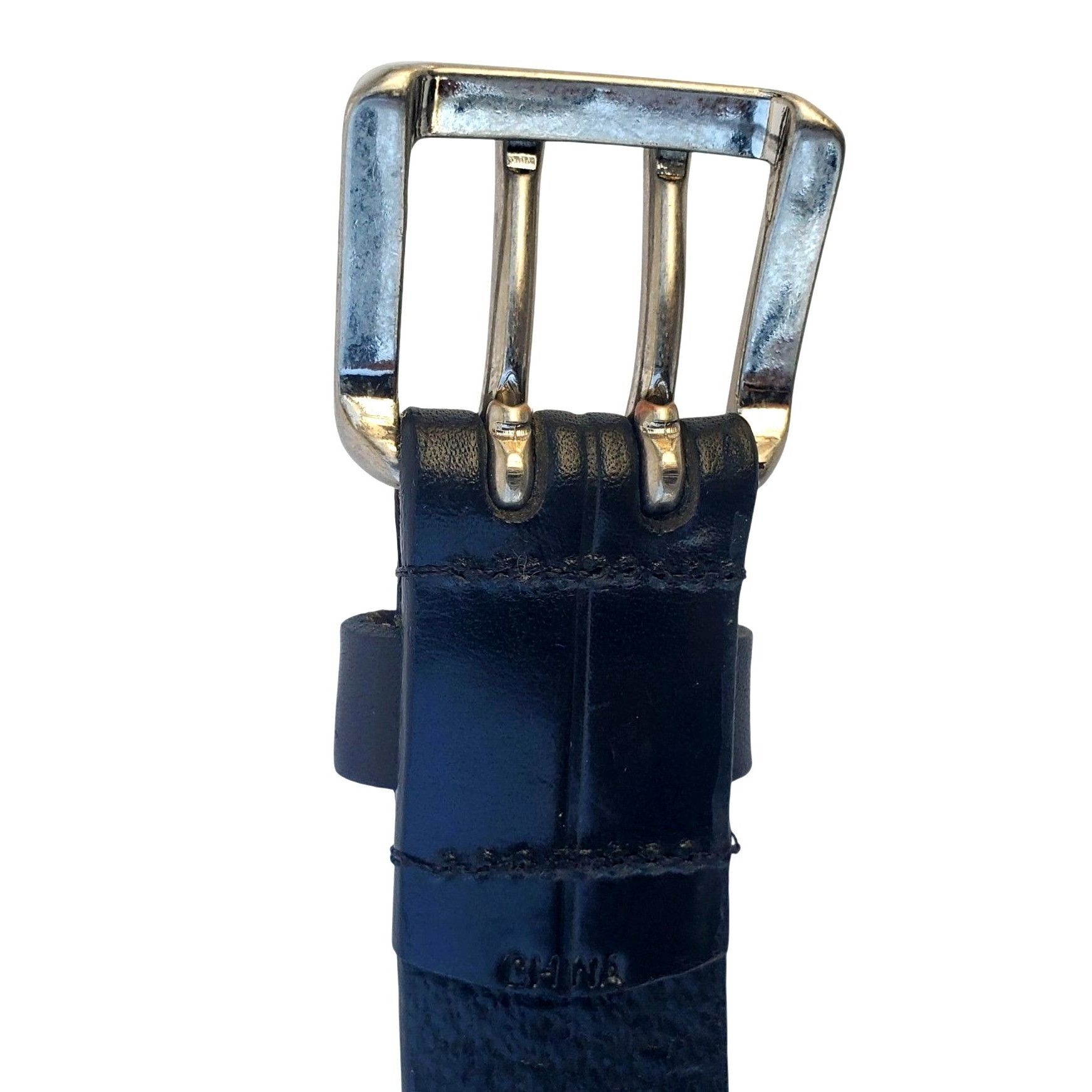 Calvin Klein Calvin Klein Black Leather Belt Double Prong Buckle Men Smal Size ONE SIZE - 9 Thumbnail