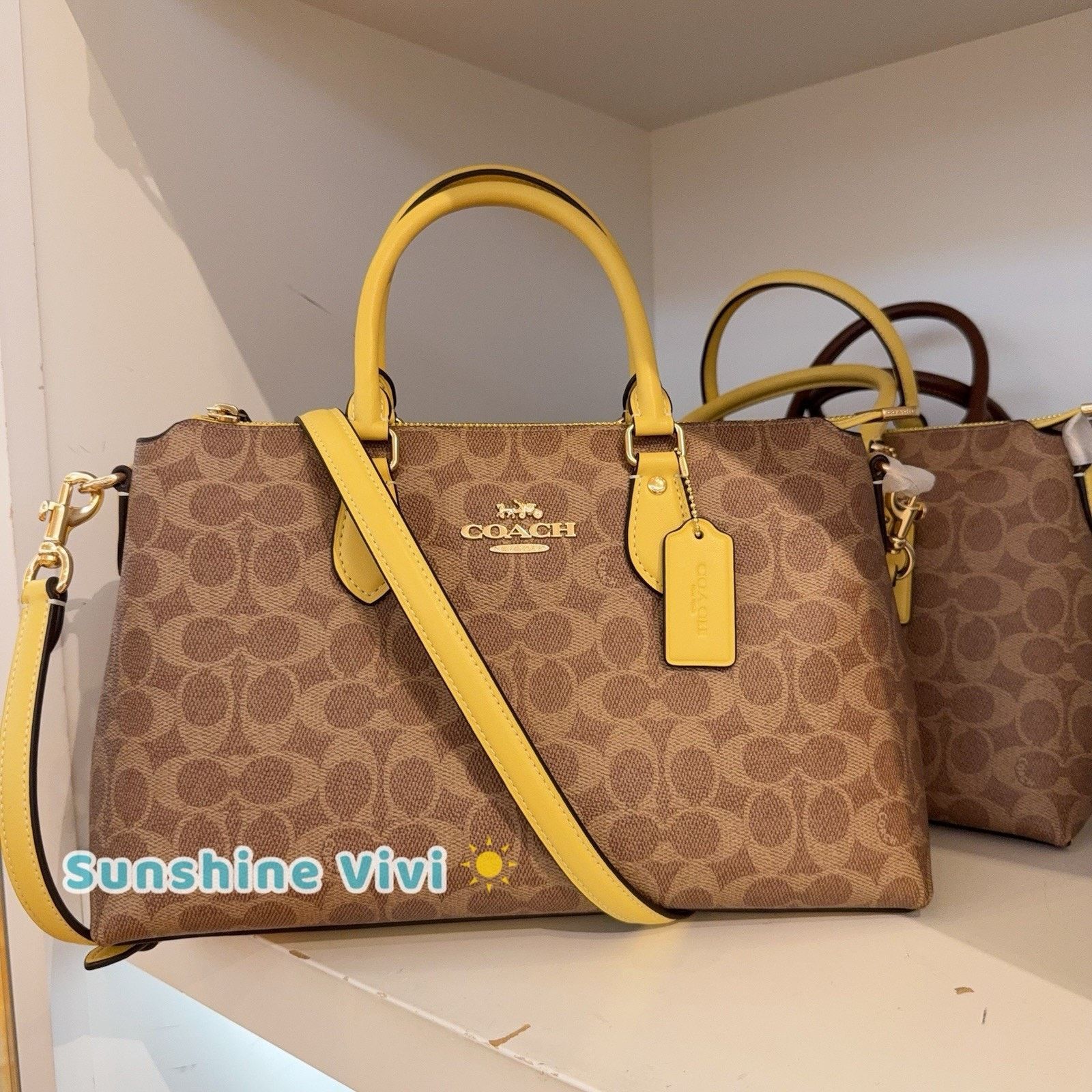 Coach NWT COACH Georgia Satchel Signature Canvas CW422 Tan/Yellow Size ONE SIZE - 2 Thumbnail