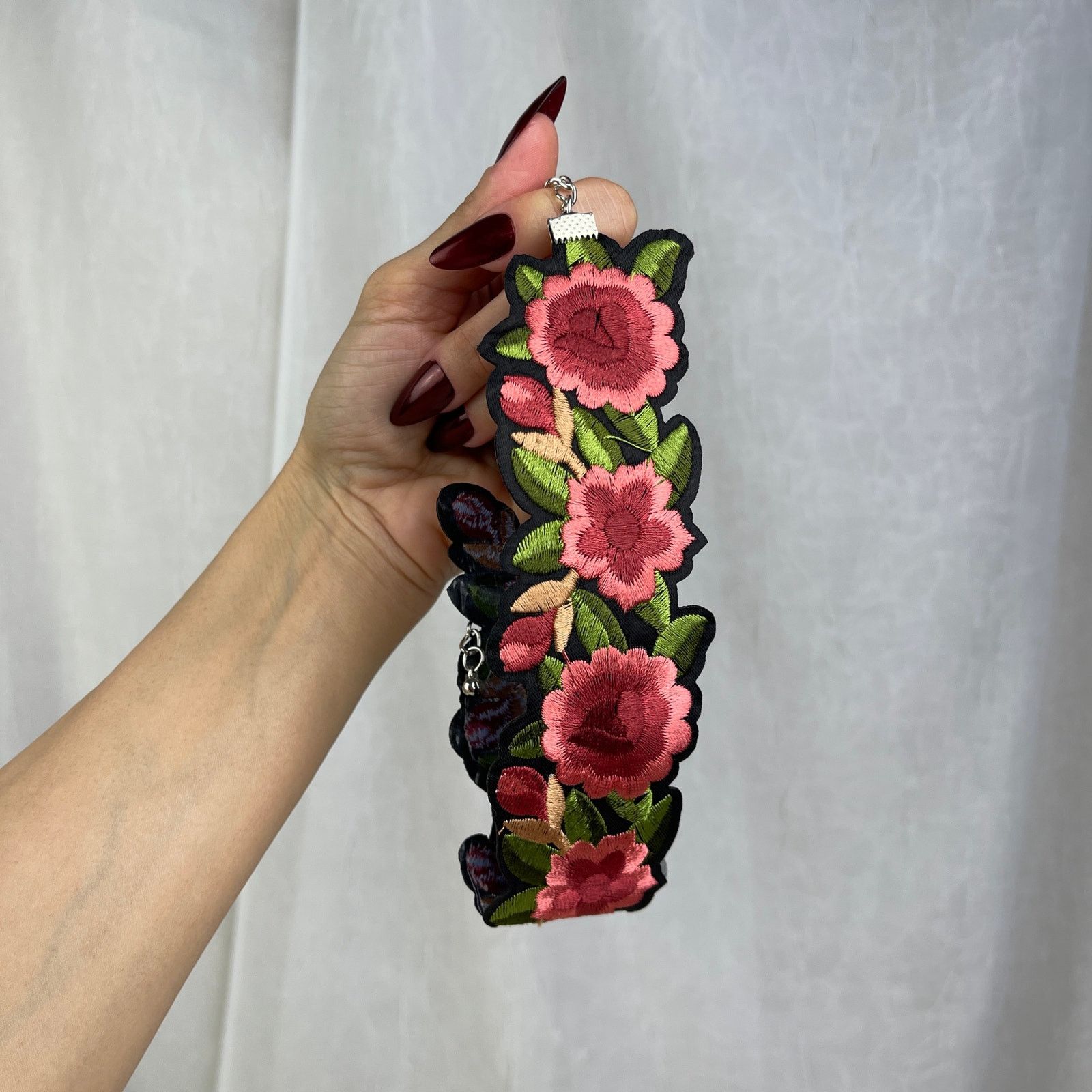 Other Embroidered Floral Choker Necklace Pink Green Black NWOT Size ONE SIZE - 11 Thumbnail