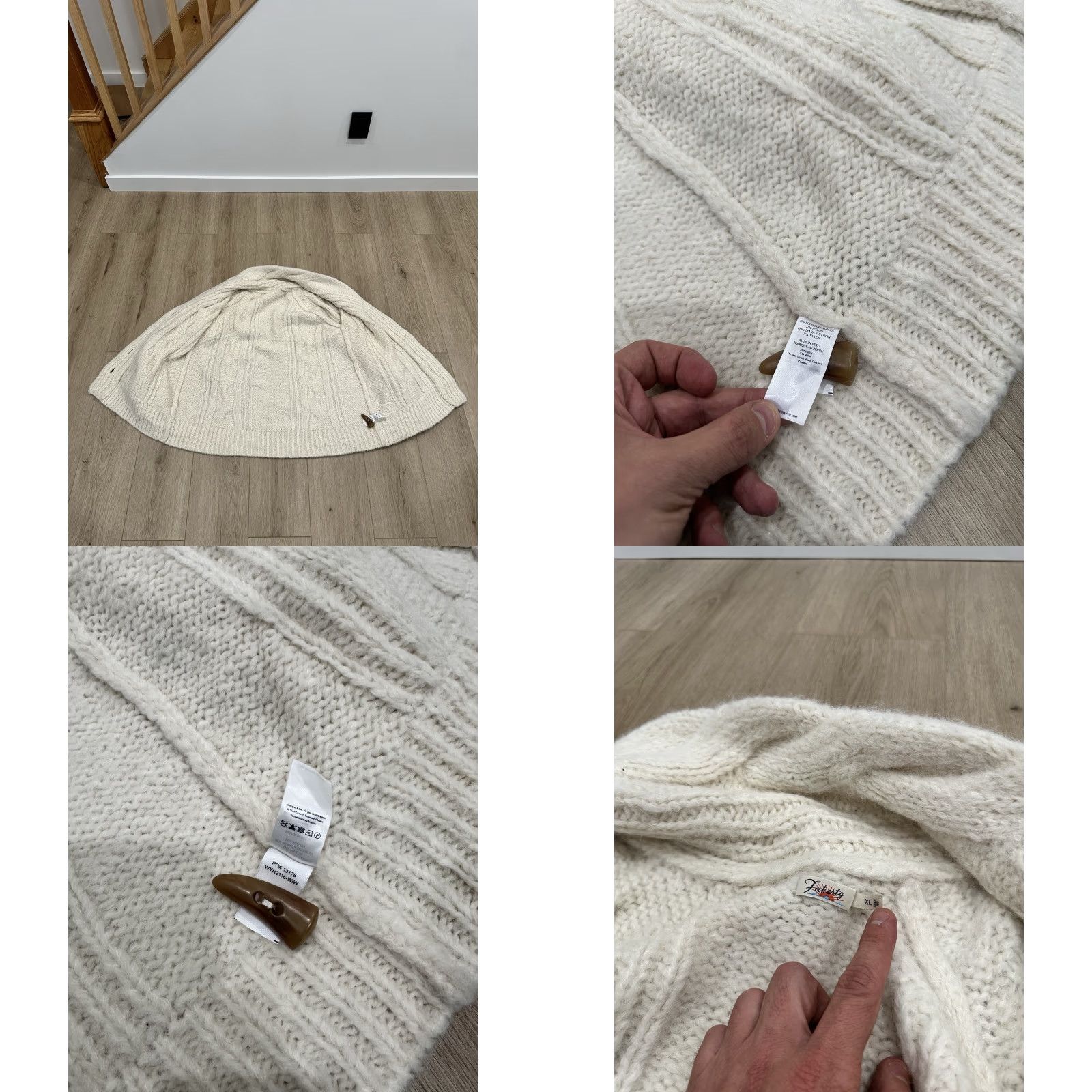 Faherty VINTAGE Faherty Cardigan XL Ivory Alpaca Wool Winter Sweater Women Size XL / US 12-14 / IT 48-50 - 8 Thumbnail