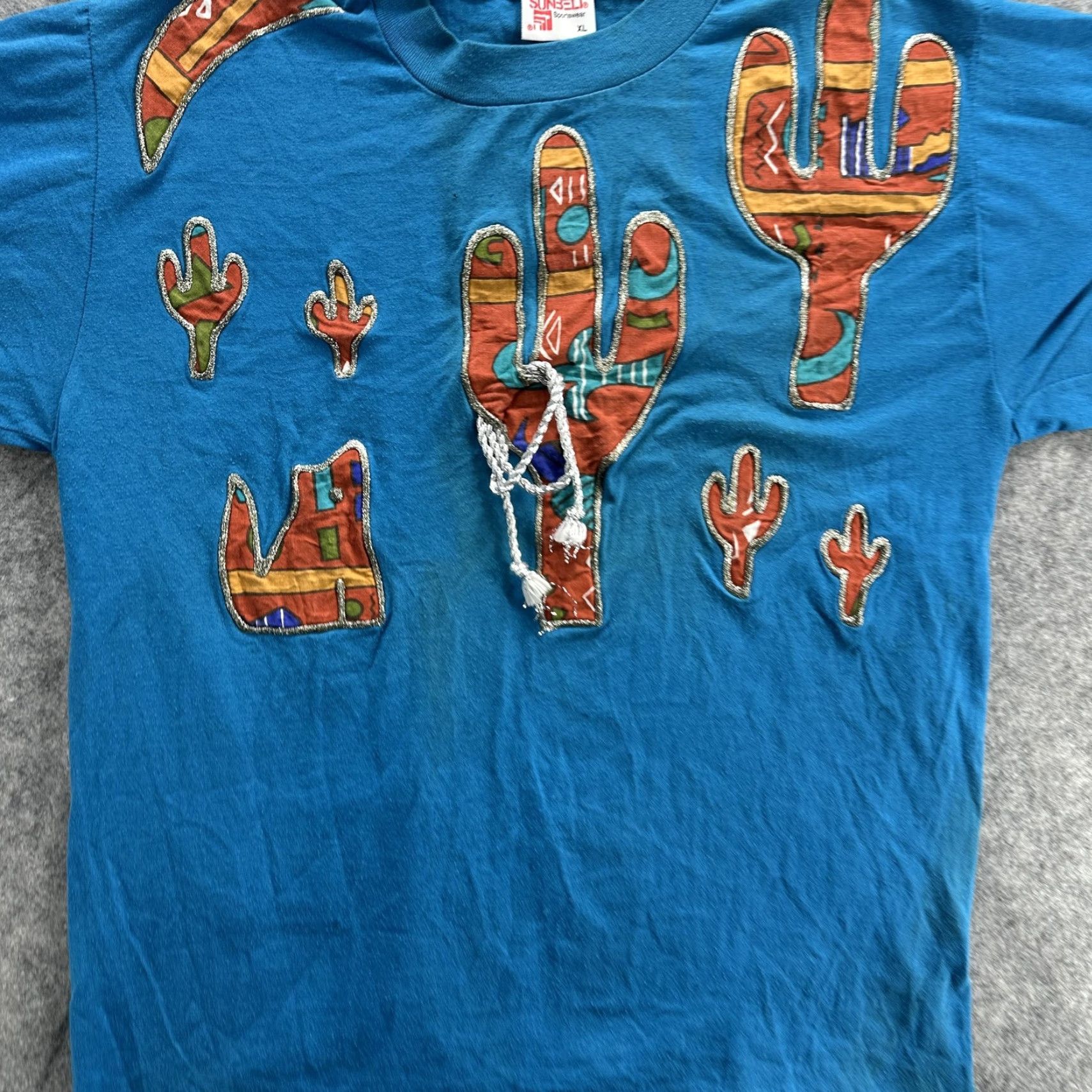 Vintage VINTAGE Sunbelt Shirt Mens XL Blue Southwestern Cactus Applique Made USA 90s Size US XL / EU 56 / 4 - 4 Thumbnail