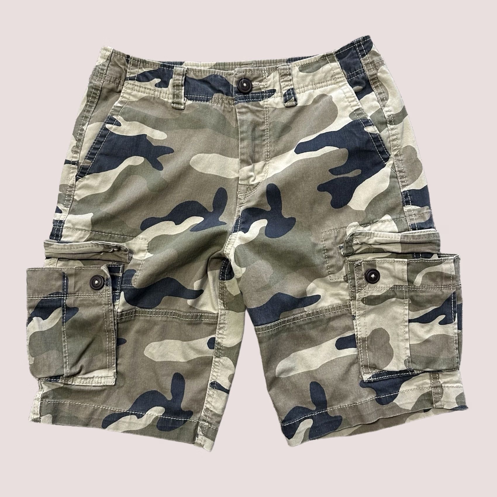 Vintage VINTAGE Aeropostale Cargo Shorts Mens 27 Army Camo Cotton 9” Cotton Stretch Beige Army Mens Size US 27 - 1 Thumbnail