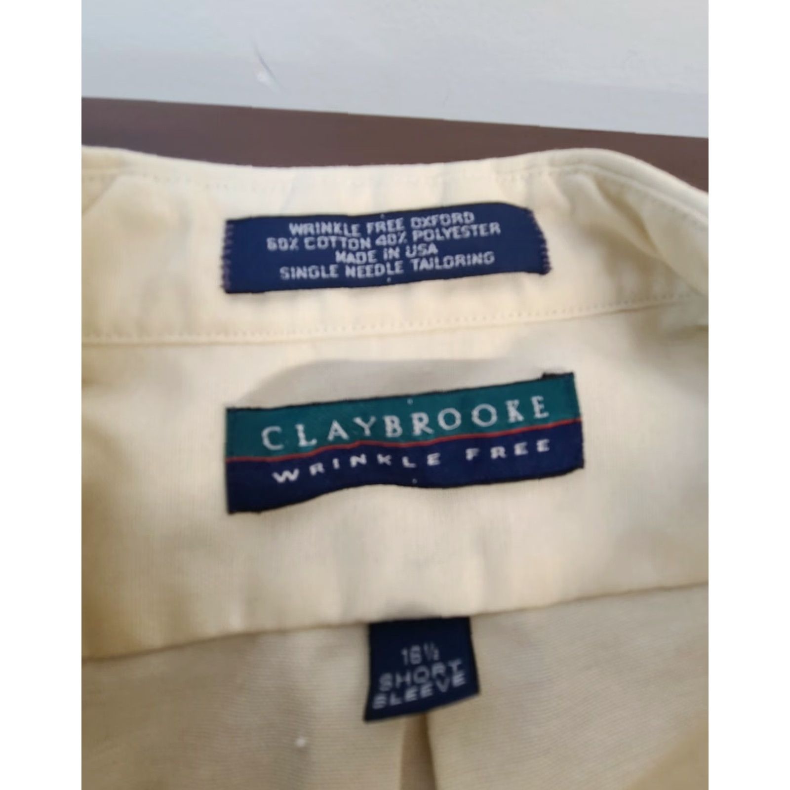 Vintage Claybrooke Wrinkle Free Men's Dress Shirt Solid Black Size 16 1/2 Large Size 46R - 4 Thumbnail