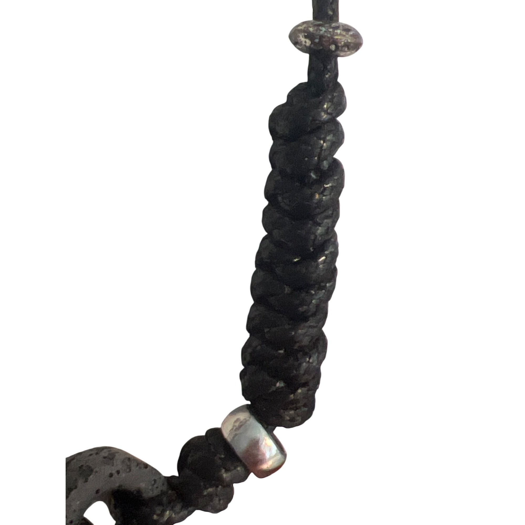 Other Black Braided Necklace Lava Rock Silver Tone Beads Button Cl Size ONE SIZE - 3 Thumbnail