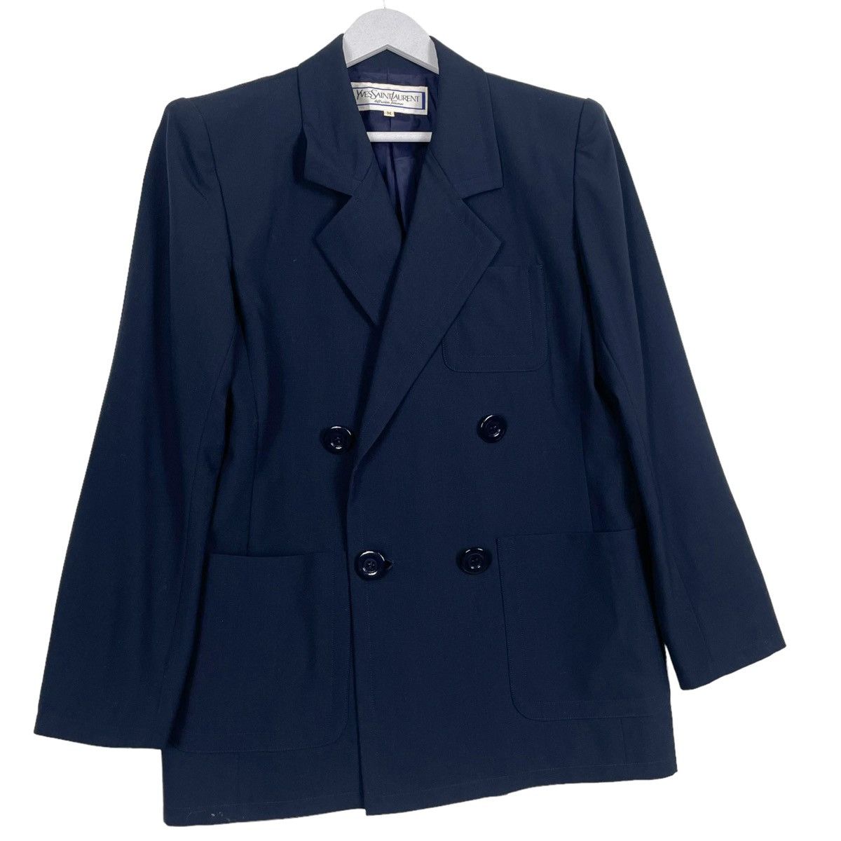 Vintage × Yves Saint Laurent 💥YVES SAINT LAURENT NAVY COAT BLAZER JACKET Size M / US 6-8 / IT 42-44 - 3 Thumbnail