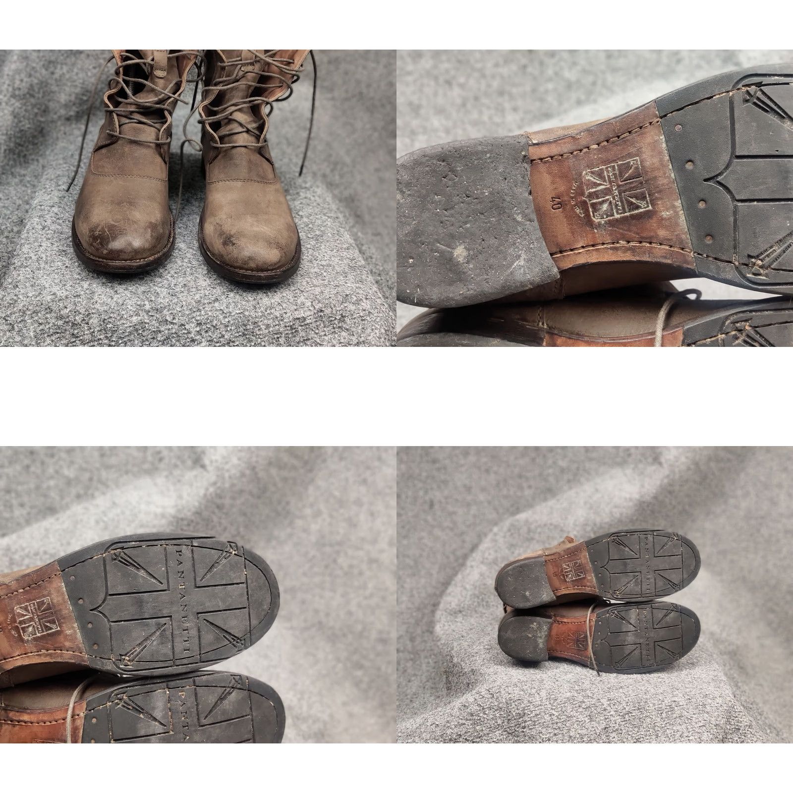 Pantanetti Pantanetti Design Brown Faded Leather Lace Up Womens Ankle Boots Size 32" / US 10 / IT 46 - 8 Thumbnail