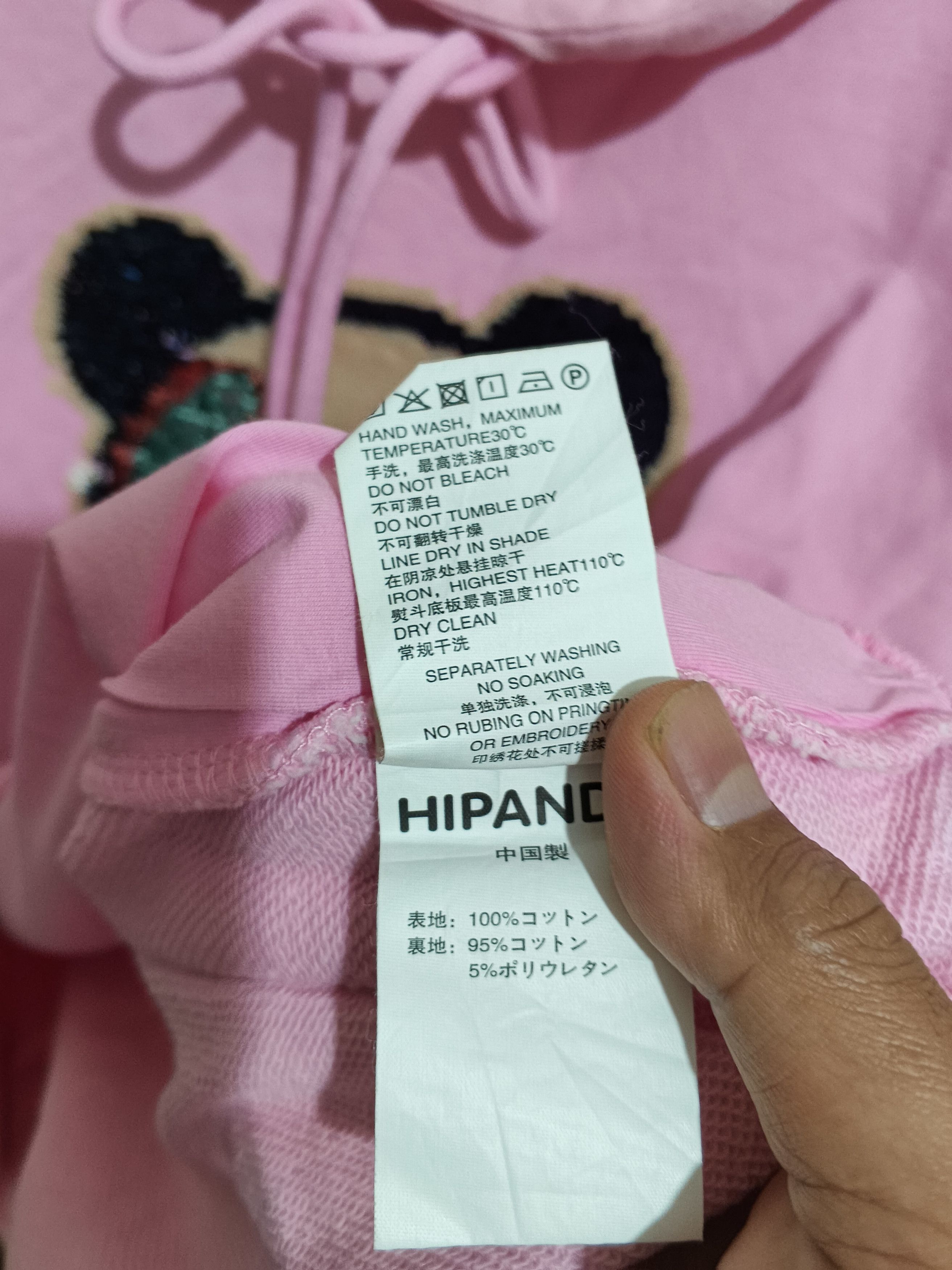 Other HIPANDA Angry Panda Sequin Graphic Pullover Hoodie Pink Size US S / EU 44-46 / 1 - 7 Thumbnail