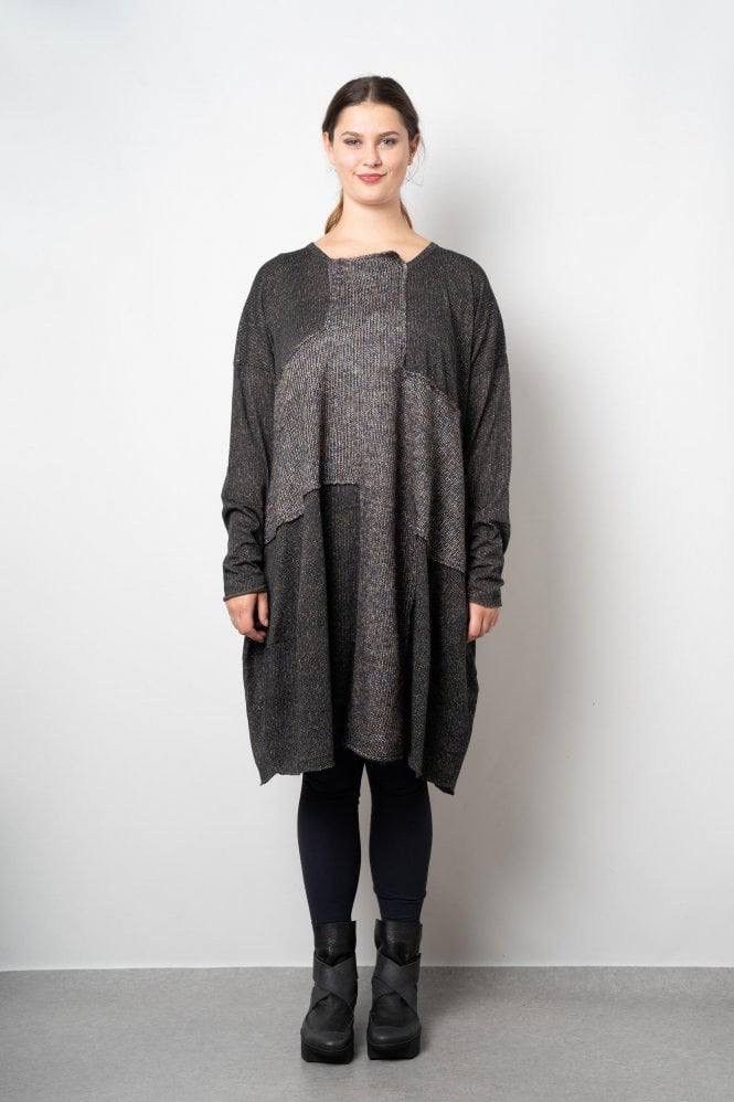 Rundholz Rundholz Grey Patchwork Asymmetric Knit Tunic Dress Size M Size M / US 6-8 / IT 42-44 - 1 Thumbnail