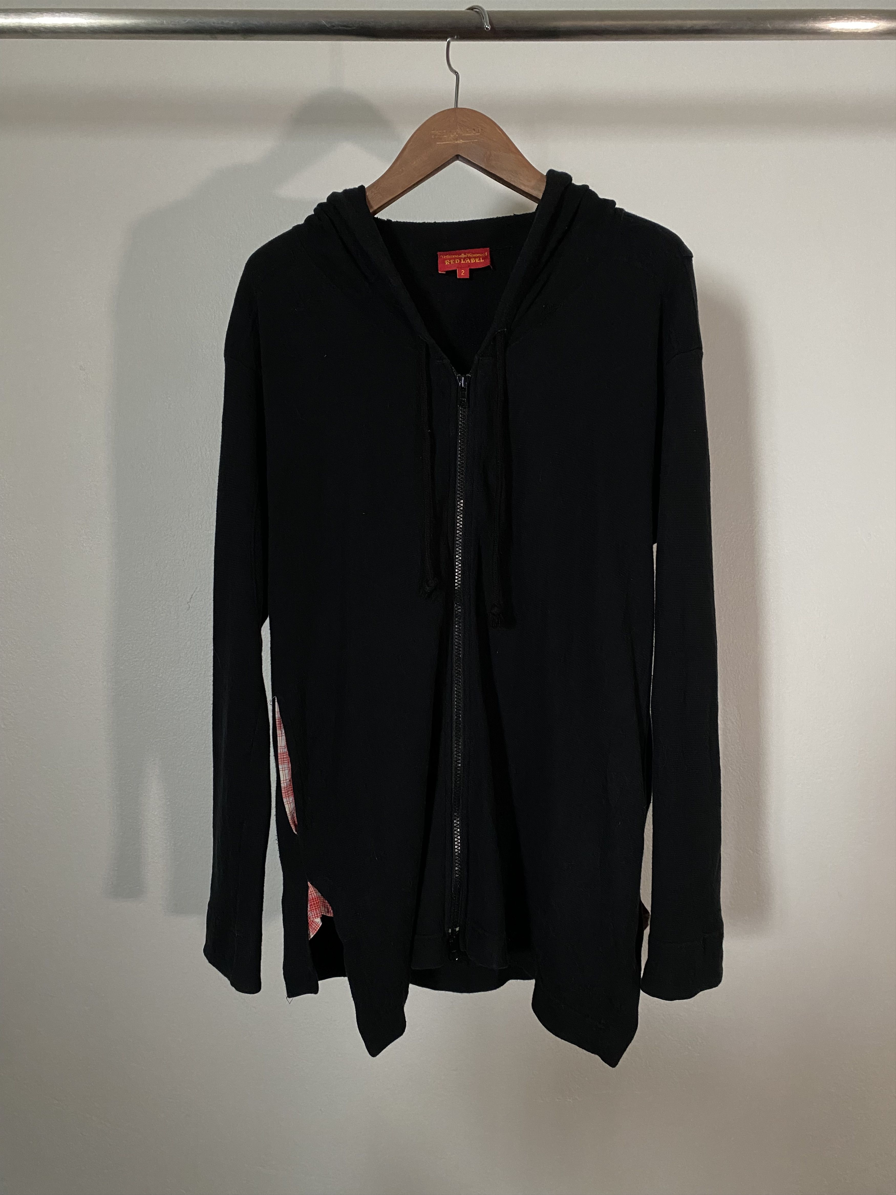 Backward Zipper Logo Stitches Hoodie, view 2