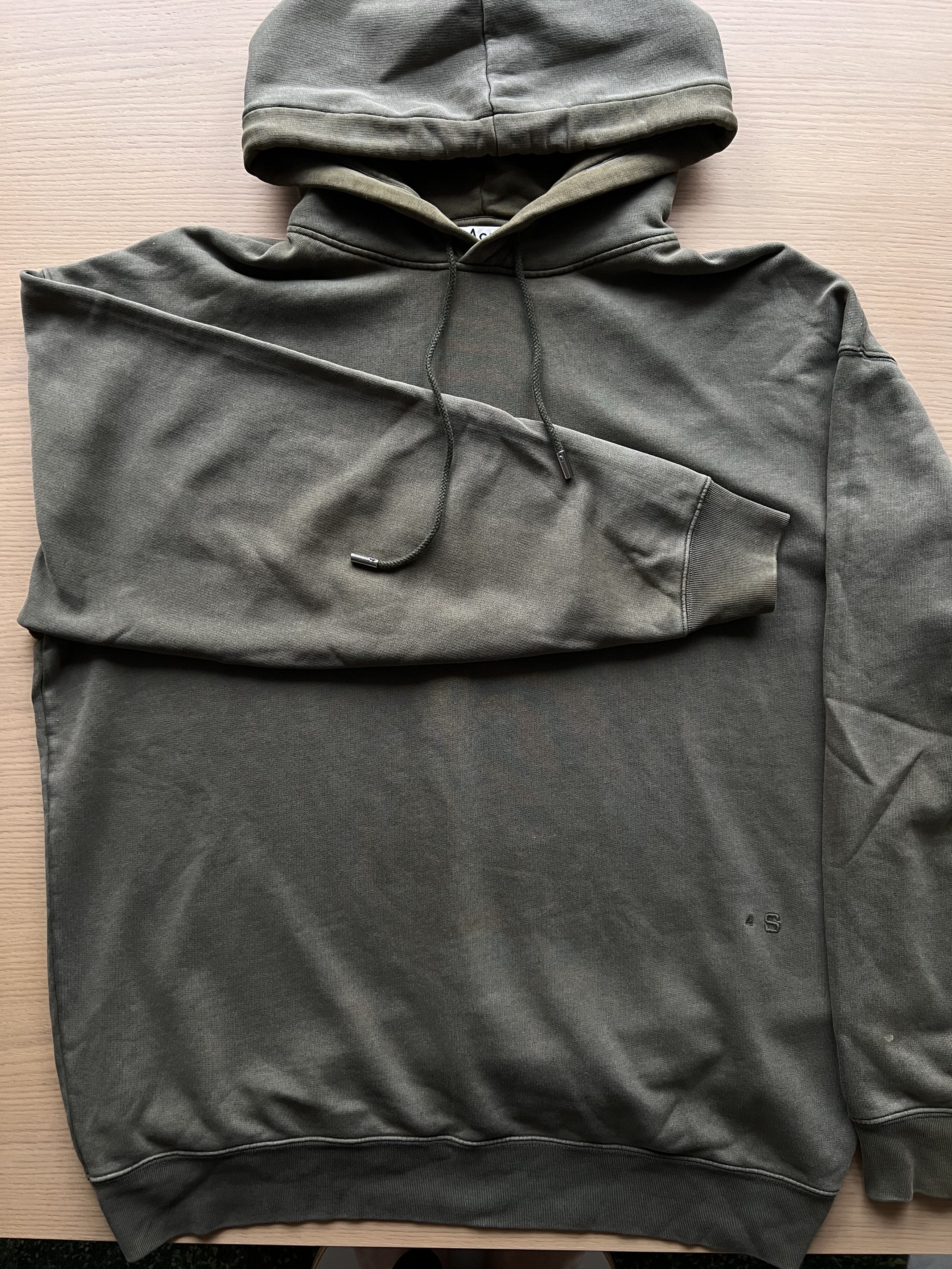 image of Acne Studios Fala Washed Popover Hoodie in Washed Green, Men's (Size Medium)