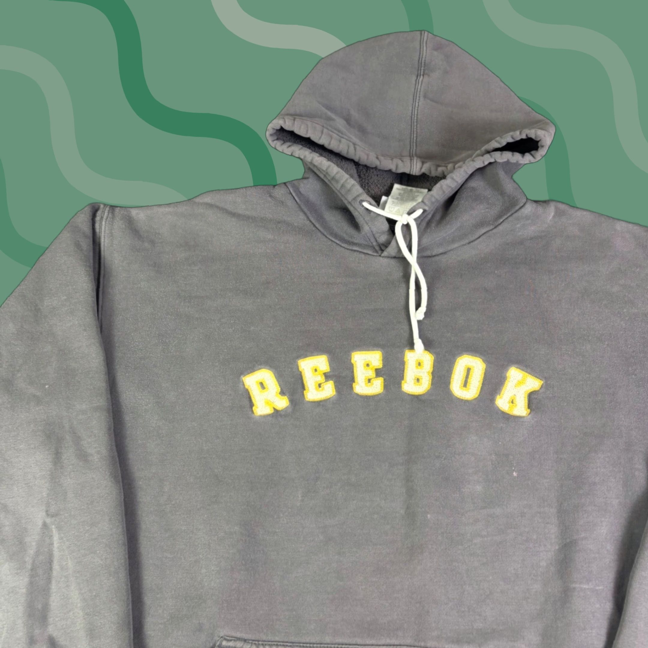 Reebok Reebok Hoodie Mens L Gray Yellow Spellout Logo Pullover Sweatshirt Vintage Size US L / EU 52-54 / 3 - 1 Thumbnail
