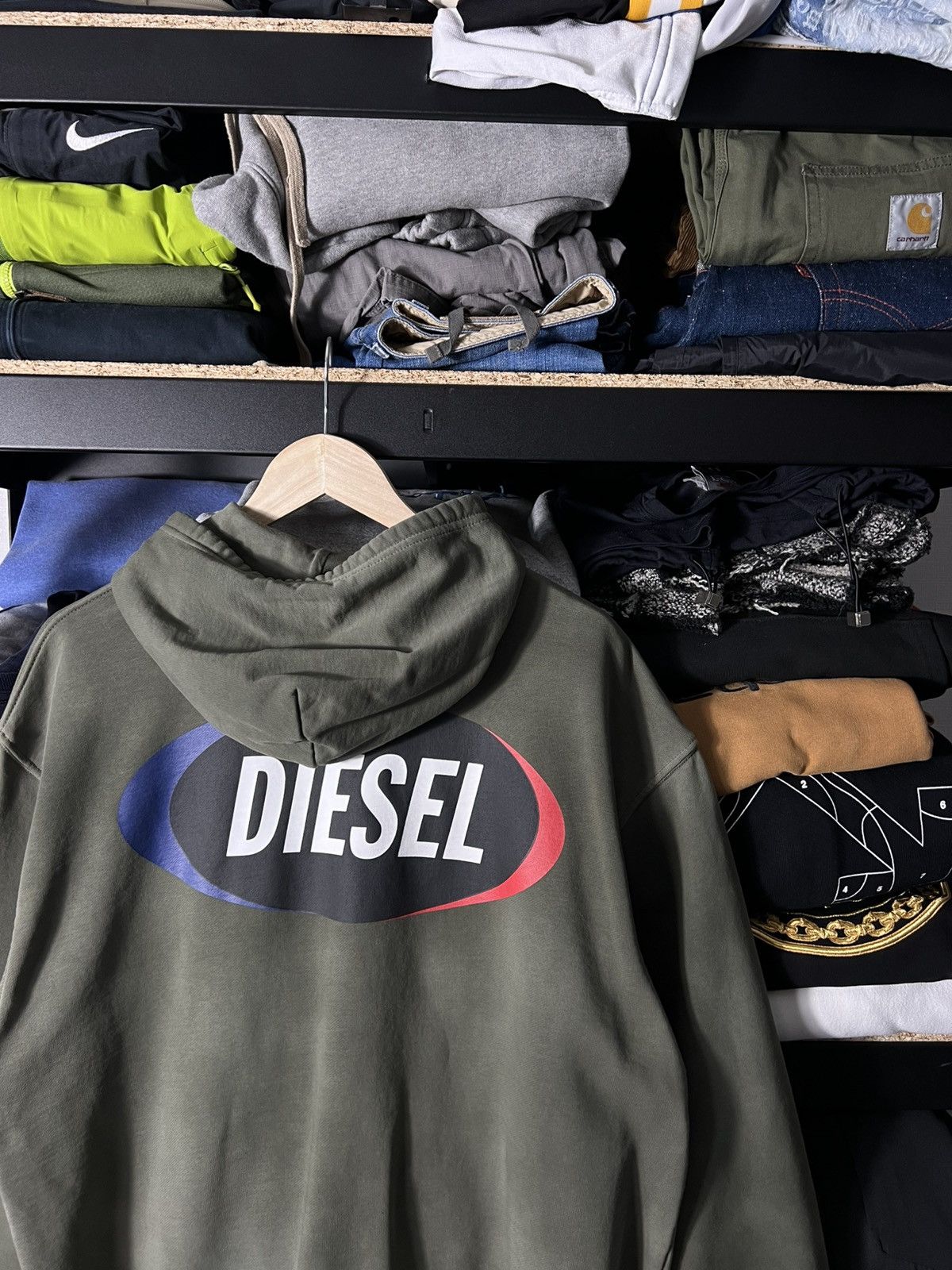 Diesel 🔥NWT Diesel Smile in Life Washed Logo Hoodie Olive Green L Size US L / EU 52-54 / 3 - 3 Thumbnail