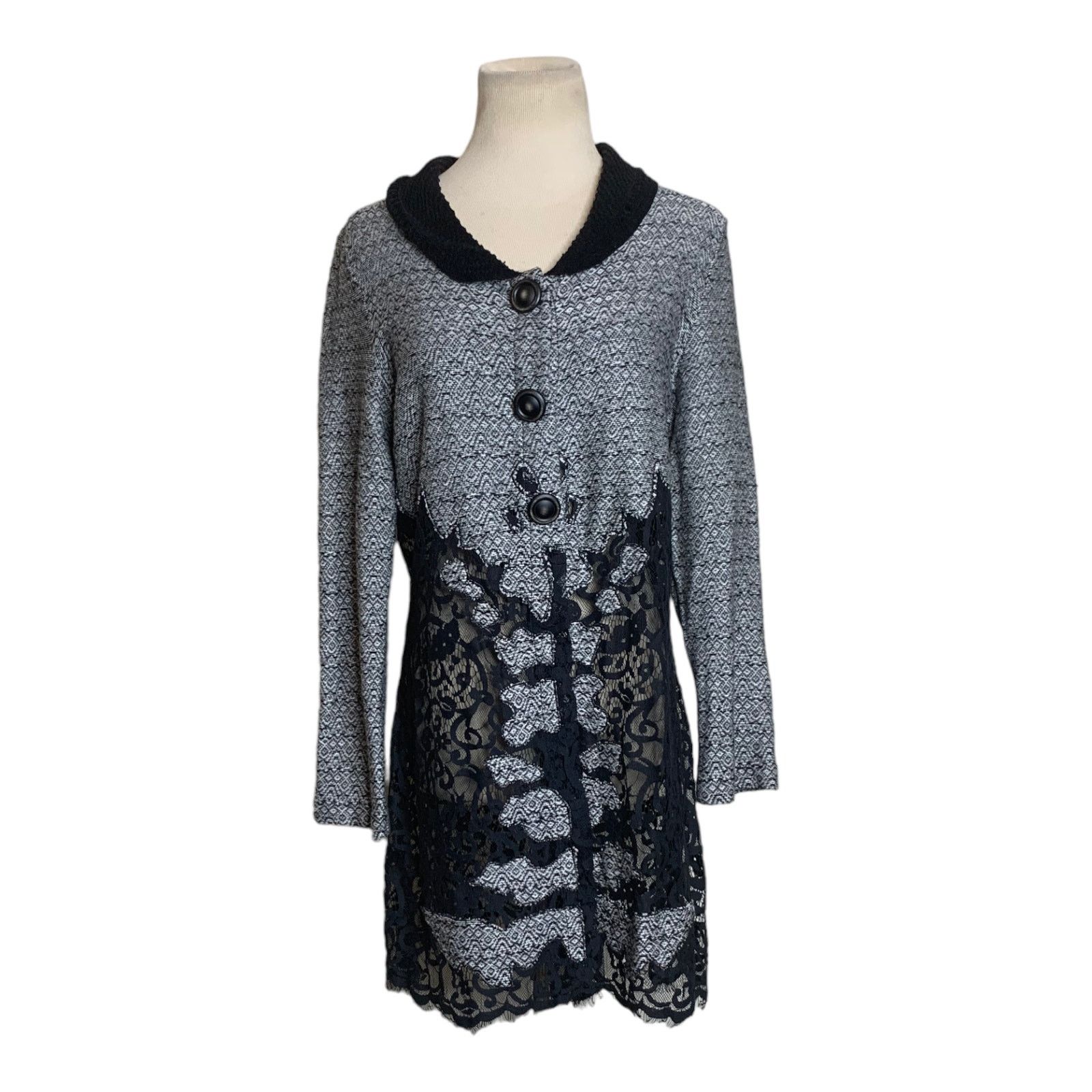NIC+ZOE Nic-Zoe gray black lace button blazer size M Size M / US 6-8 / IT 42-44 - 1 Thumbnail