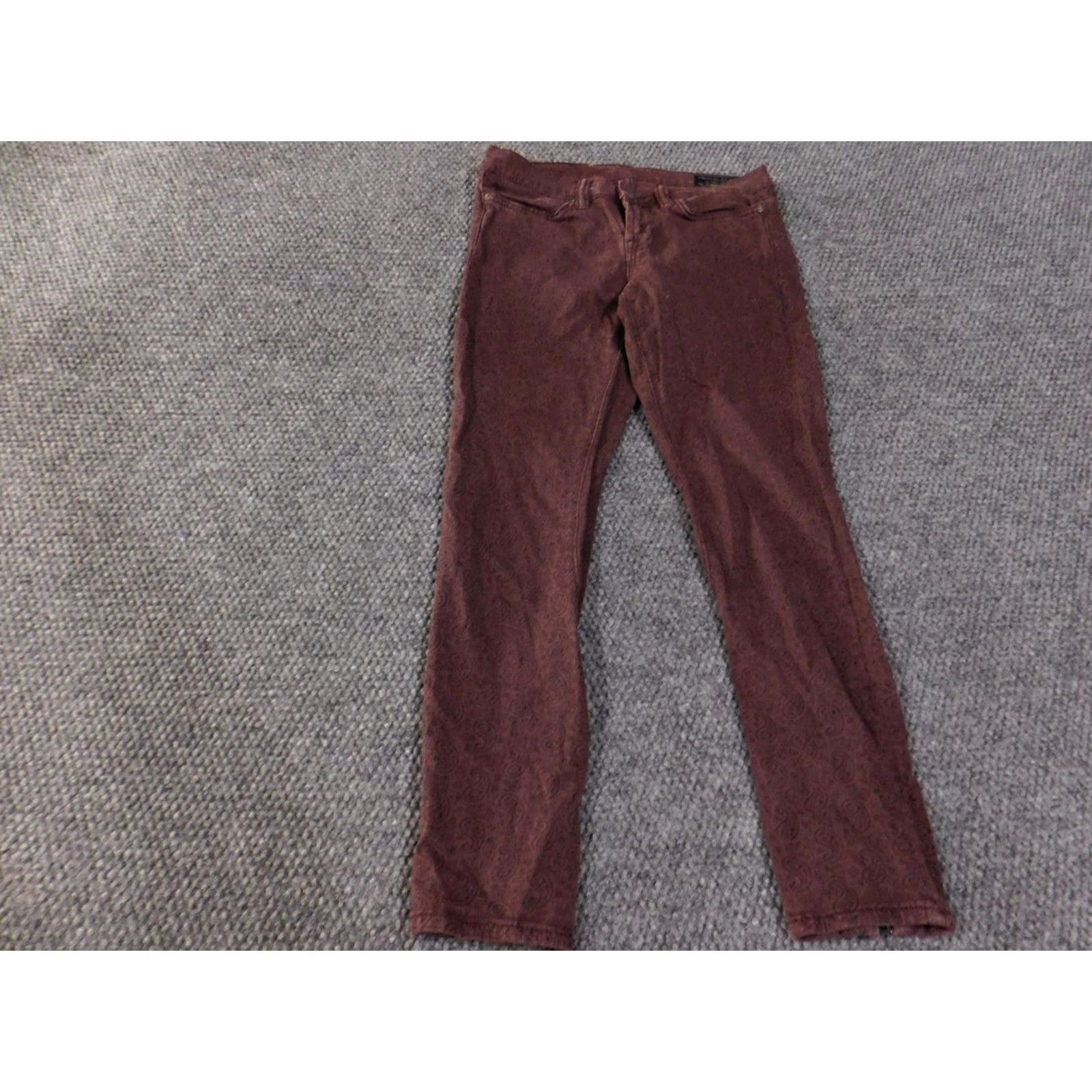 Allsaints AllSaints Pants Womens 26 Paisley Corduroy Skinny Zip Turkey Brown Size 26" / US 2 / IT 38 - 3 Thumbnail