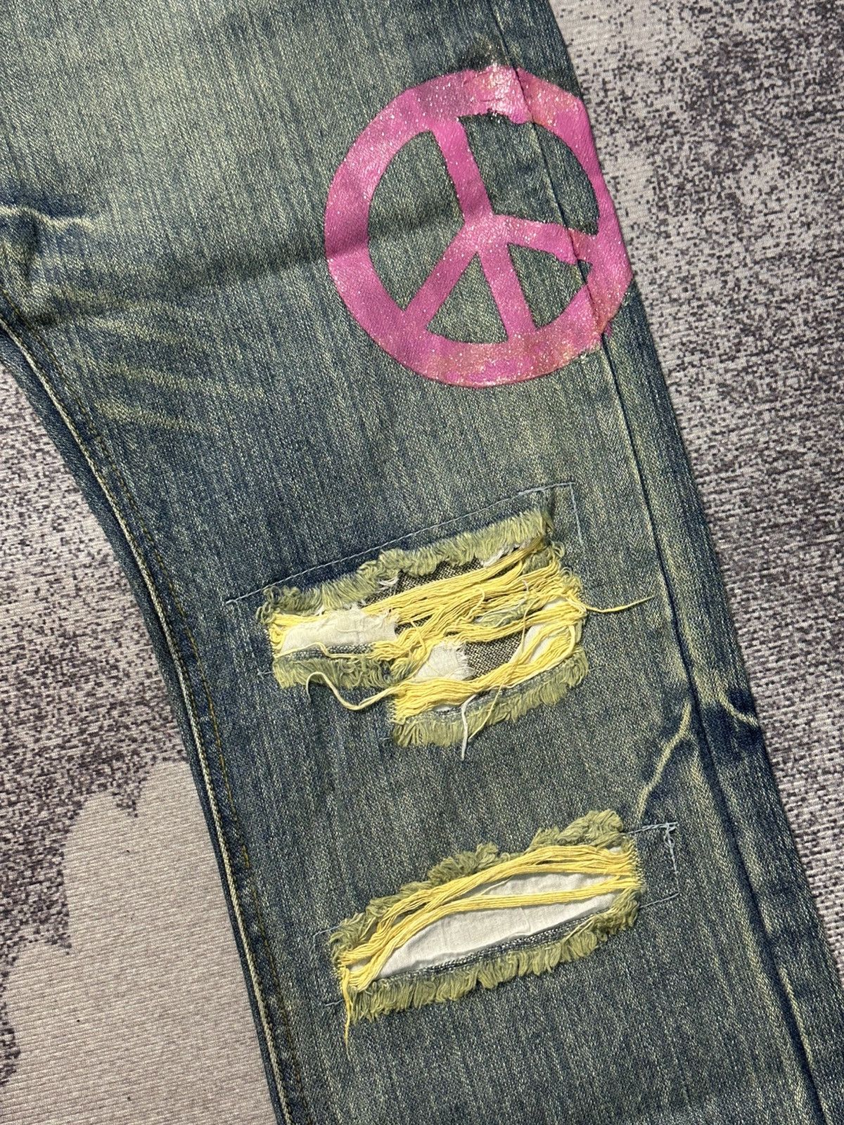Kapital RERE Peace Distressed & Repaired Denim Y2k Style Size US 32 / EU 48 - 6 Thumbnail