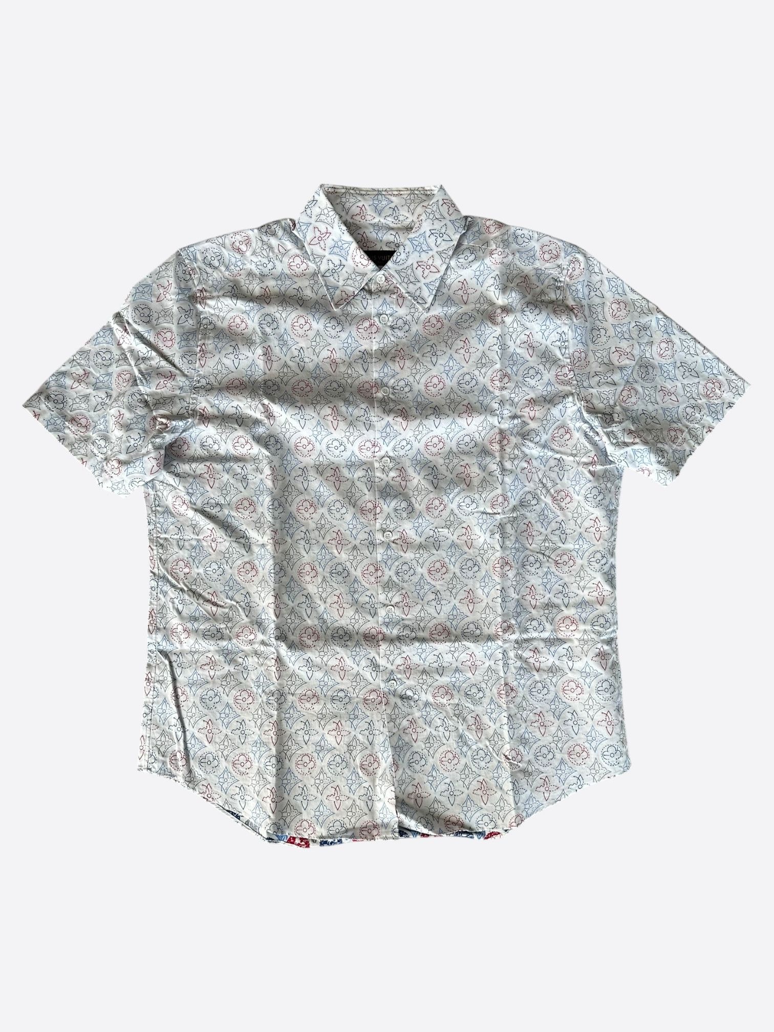 Louis Vuitton White Multicolor Embroidered Monogram Button Up Shirt Size US XXL / EU 58 / 5 - 1 Thumbnail