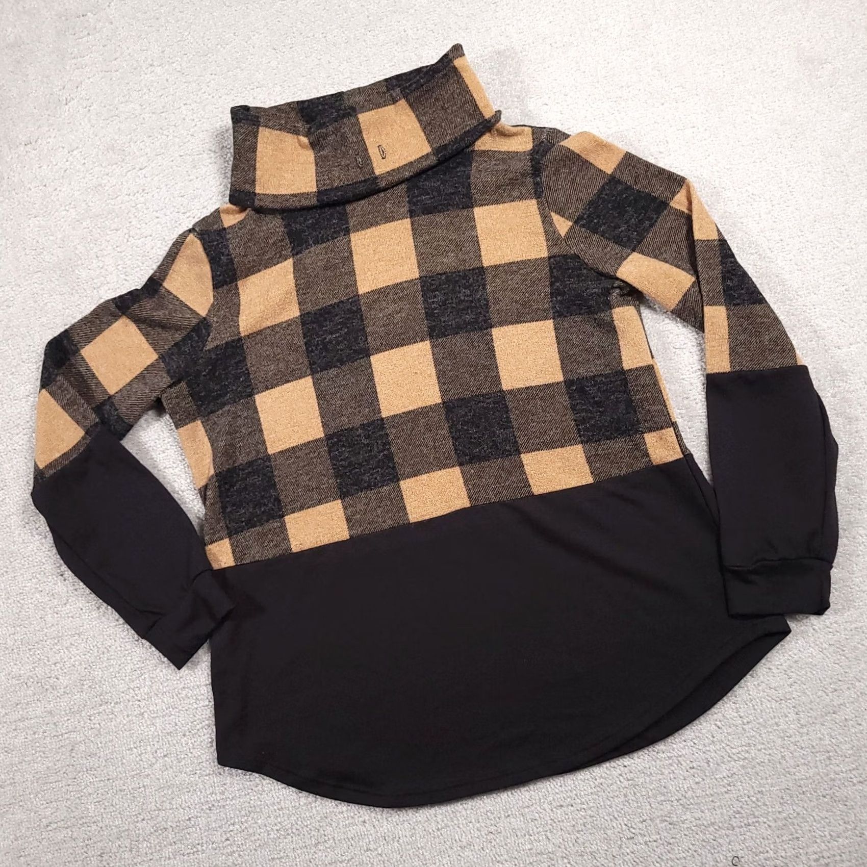 Vintage VINTAGE Haptics By Holly Harper Turtleneck Sweater Women's Small Brown Plaid Size S / US 4 / IT 40 - 2 Thumbnail
