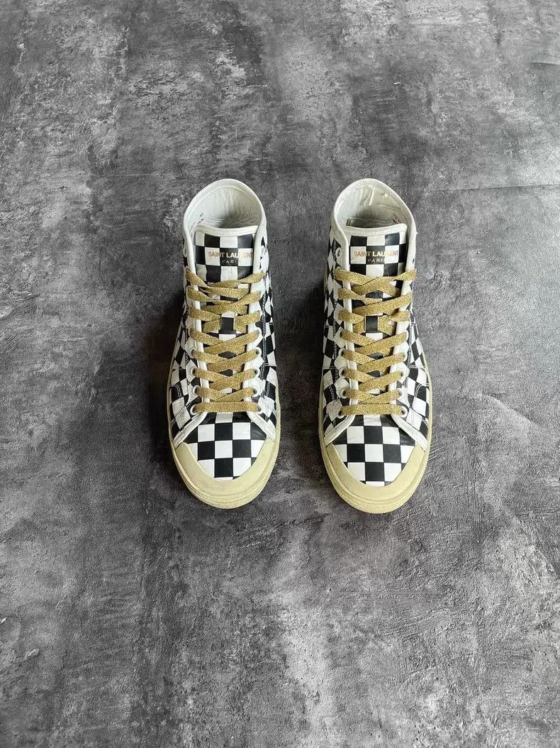 Saint Laurent Paris Saint Laurent Paris Chessboard Patchwork Canvas Shoes Size US 7 / EU 40 - 2 Thumbnail