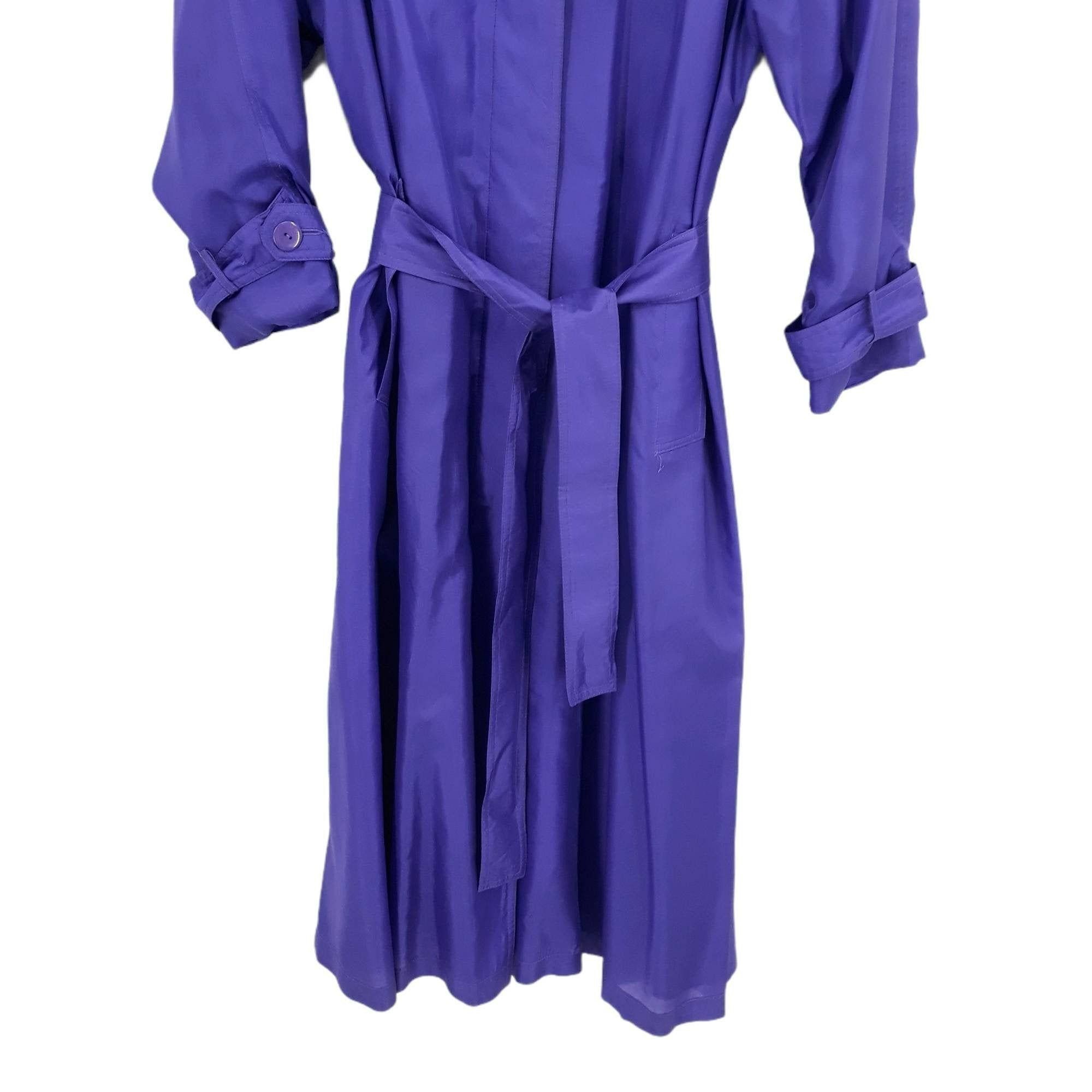 Vintage Vtg 80's Jean Galle Trench Silk Purple Sz L Belted Sailor Size L / US 10 / IT 46 - 6 Thumbnail