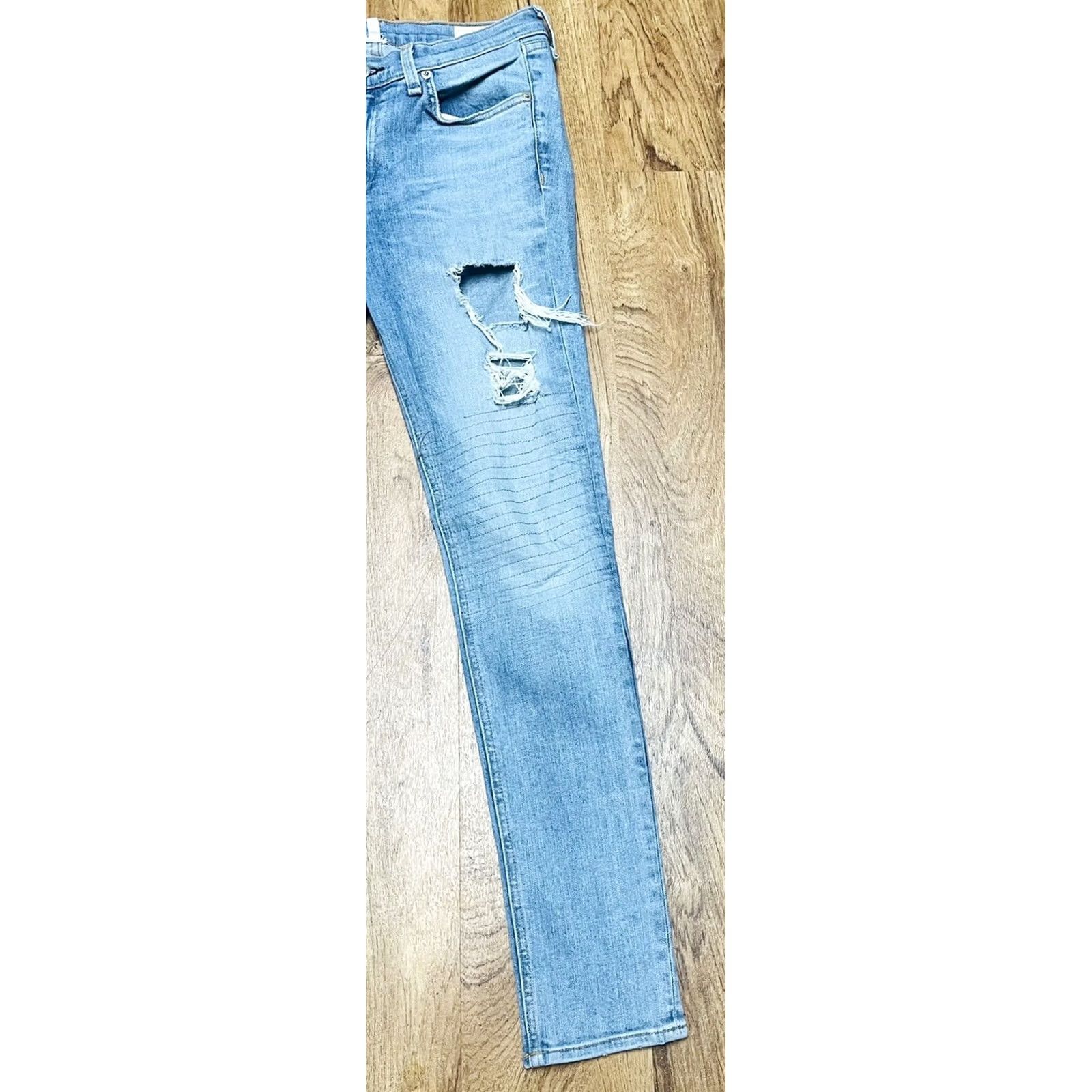 Rag & Bone VINTAGE? No. Rag & Bone Jeans Skinny Light Wash 29 Blue Women’s Cut Outs 5-Pocket Denim Stretch Distressed W1502K520 Mens? Size 29" - 2 Thumbnail