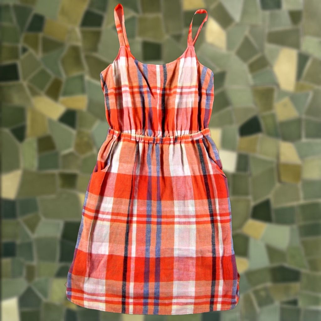 Old Navy Old Navy Plaid Pocket Tank Sun Dress Women Medium Linen Rayon Pink Size M / US 6-8 / IT 42-44 - 1 Thumbnail