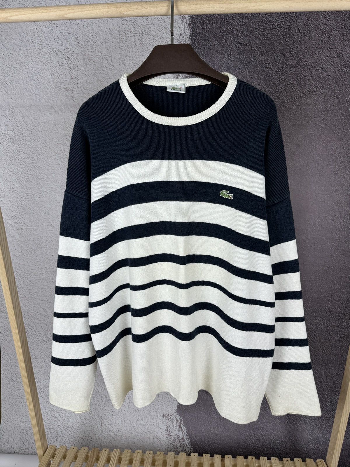 Lacoste Lacoste vintage white blue striped sweater knitwear Size US XXL / EU 58 / 5 - 1 Thumbnail