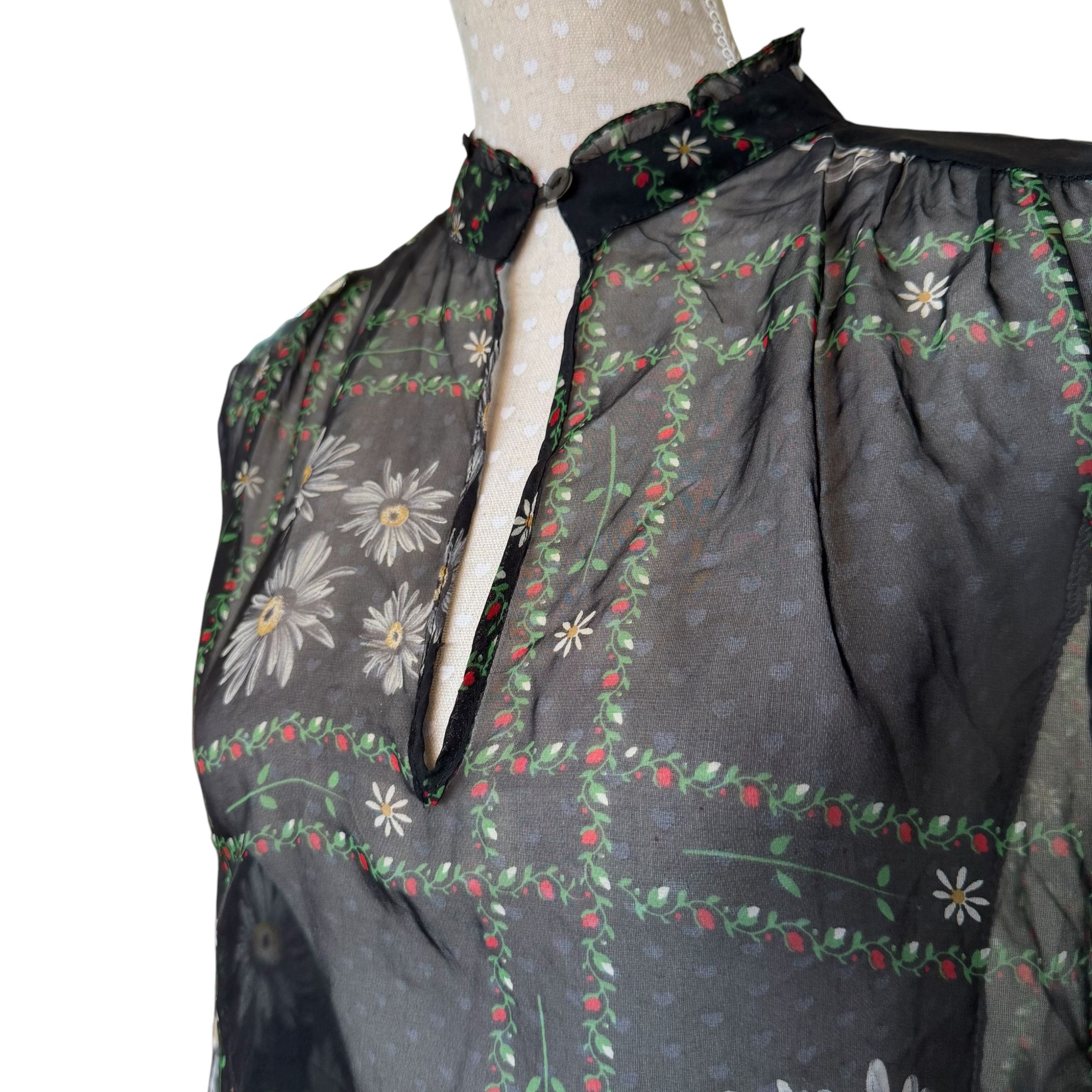 Dolce & Gabbana DOLCE & GABBANA SILK BLOUSE WITH FLOWERS Size S / US 4 / IT 40 - 2 Thumbnail