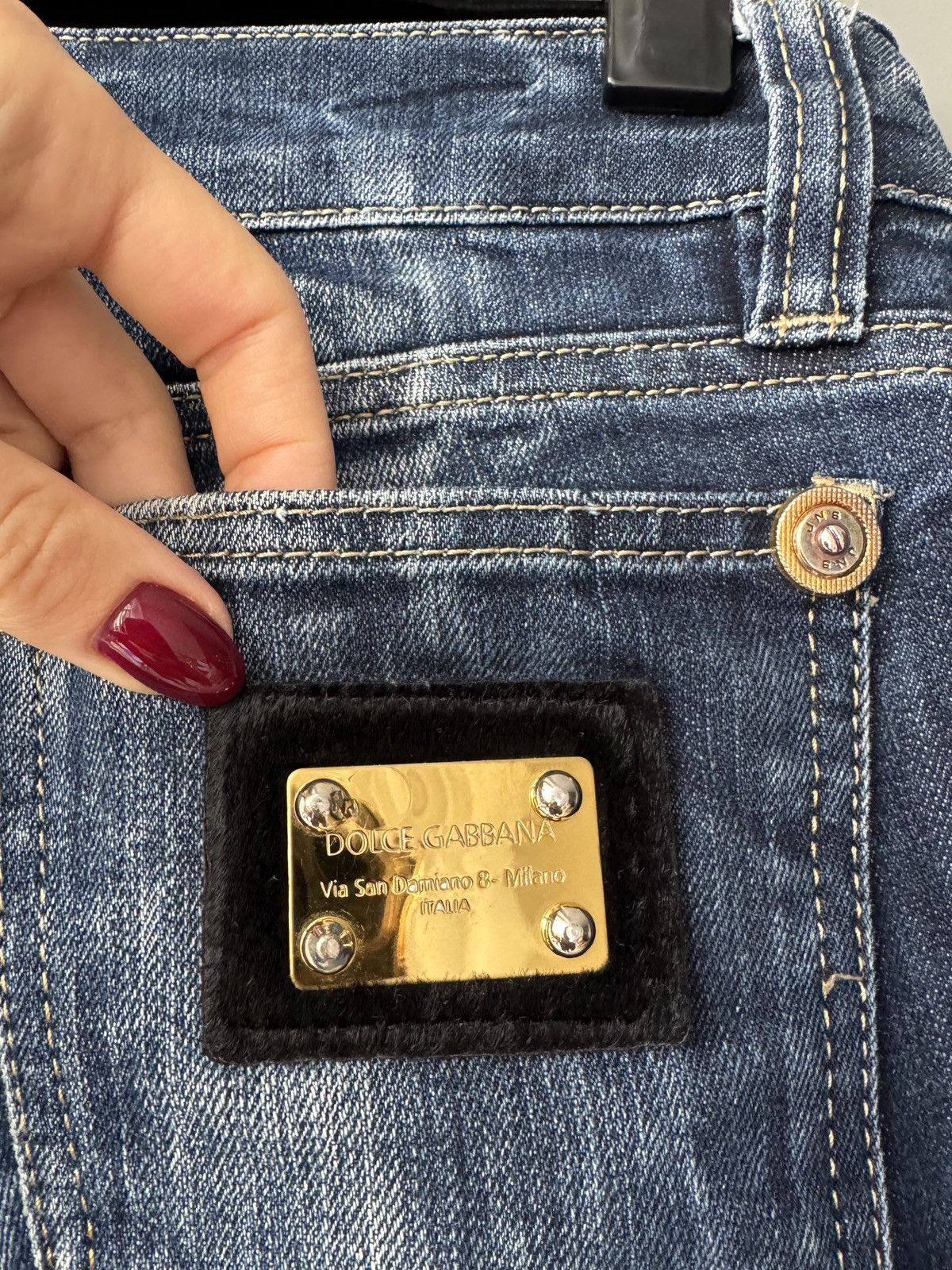 Dolce & Gabbana × Vintage Dolce & Gabbana Vintage Y2K Logo Washed Low Waist Jeans Size 29" - 7 Thumbnail