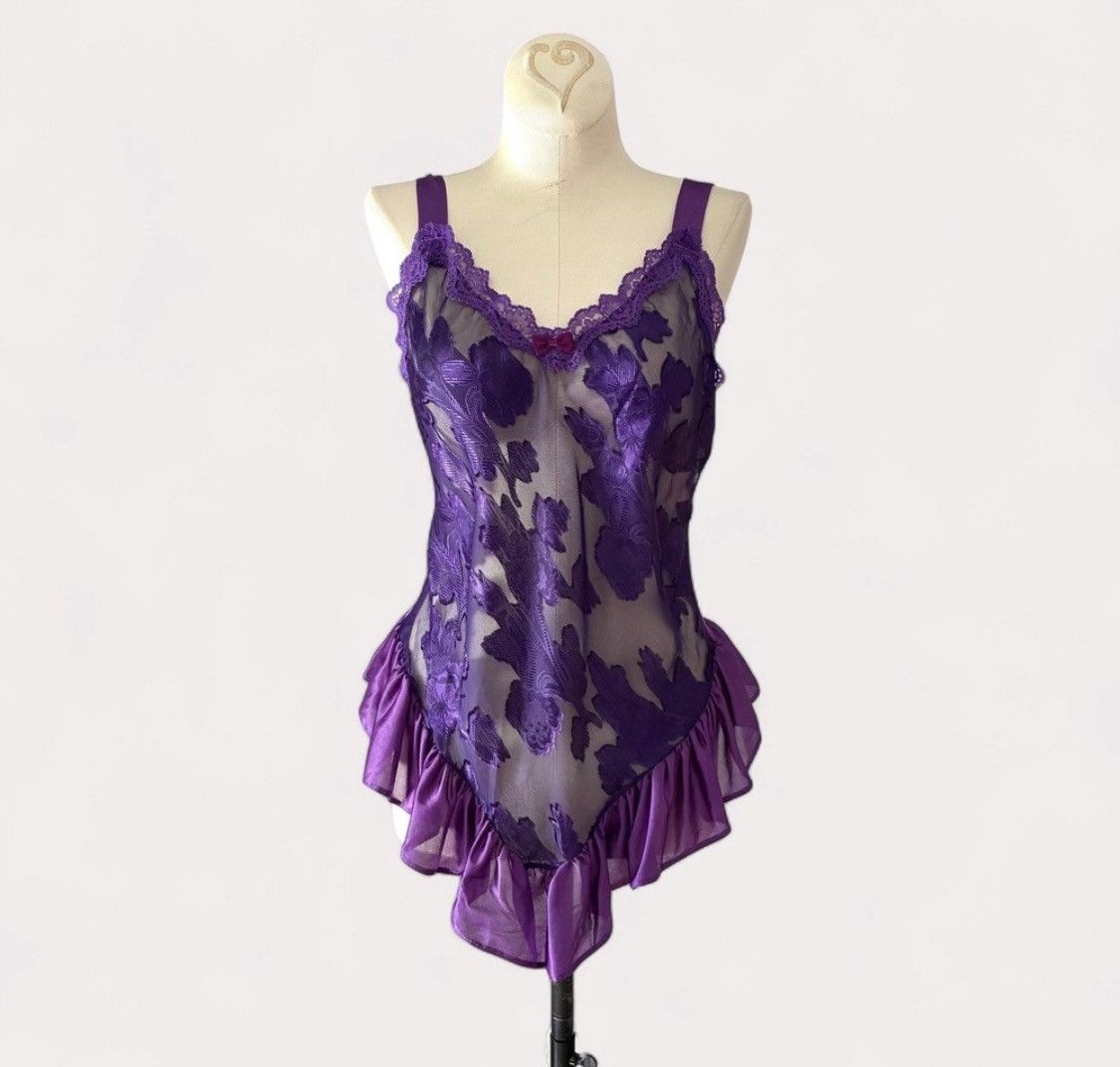 Other 80s Frederick’s of Hollywood Purple Lingerie Camisole Set Size ONE SIZE - 1 Thumbnail