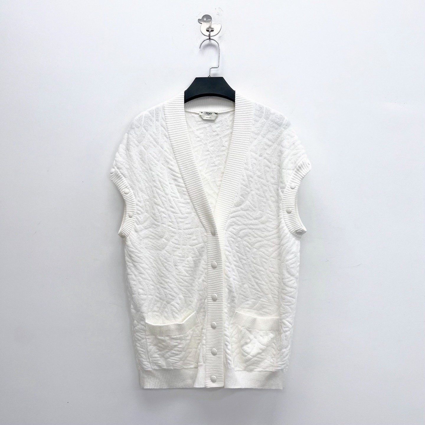 Fendi Fendi White Double F Embossed All-over Print Cardigan Size US S / EU 44-46 / 1 - 3 Thumbnail