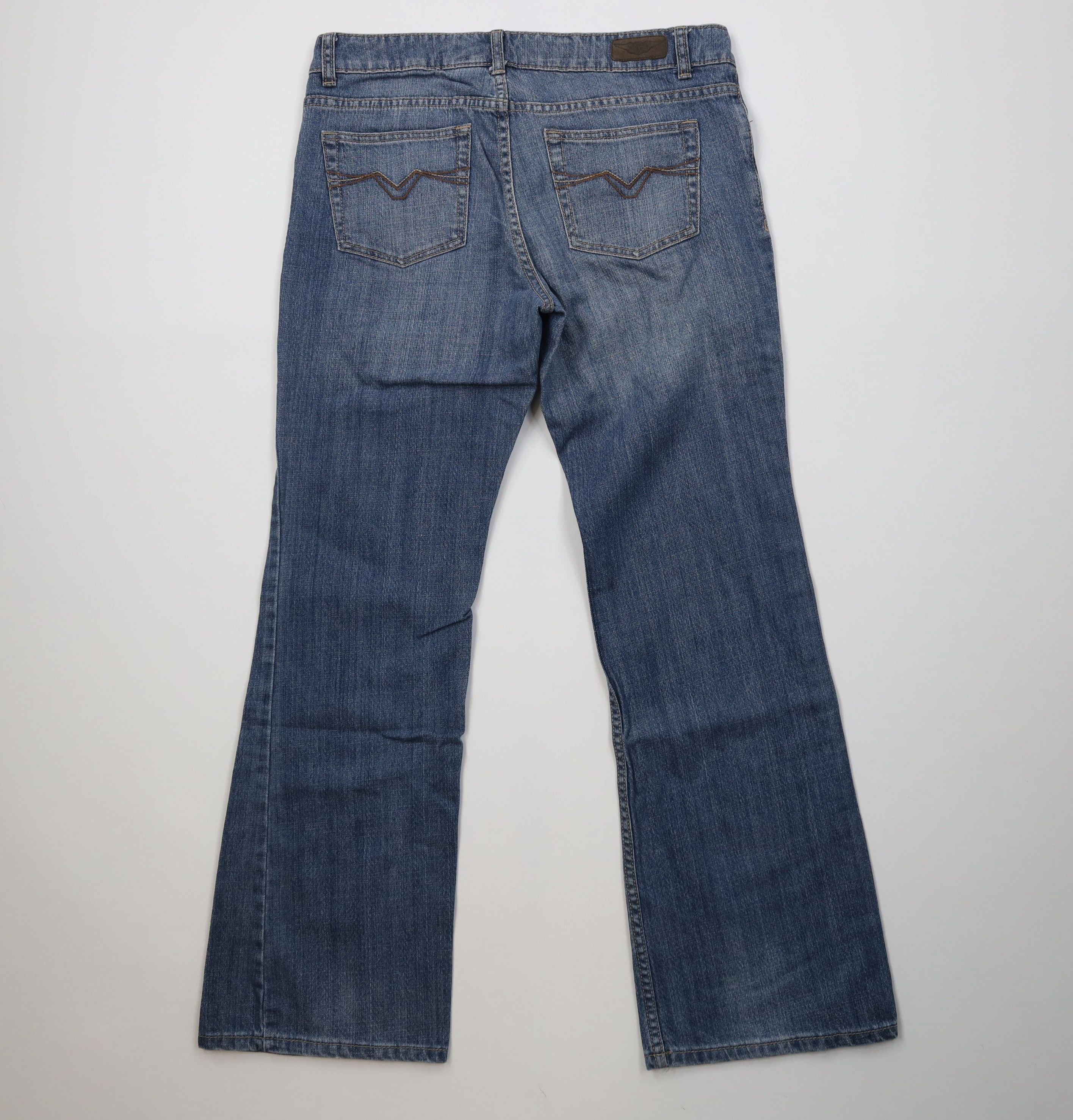 Harley Davidson Vintage Y2K Harley Davidson Flared Wide Leg Jeans Blue Size 32" / US 10 / IT 46 - 9 Thumbnail