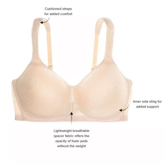 Other Wacoal 85276 Full Figure Seam & Wireless Bra beige sz 36D Size ONE SIZE - 4 Thumbnail