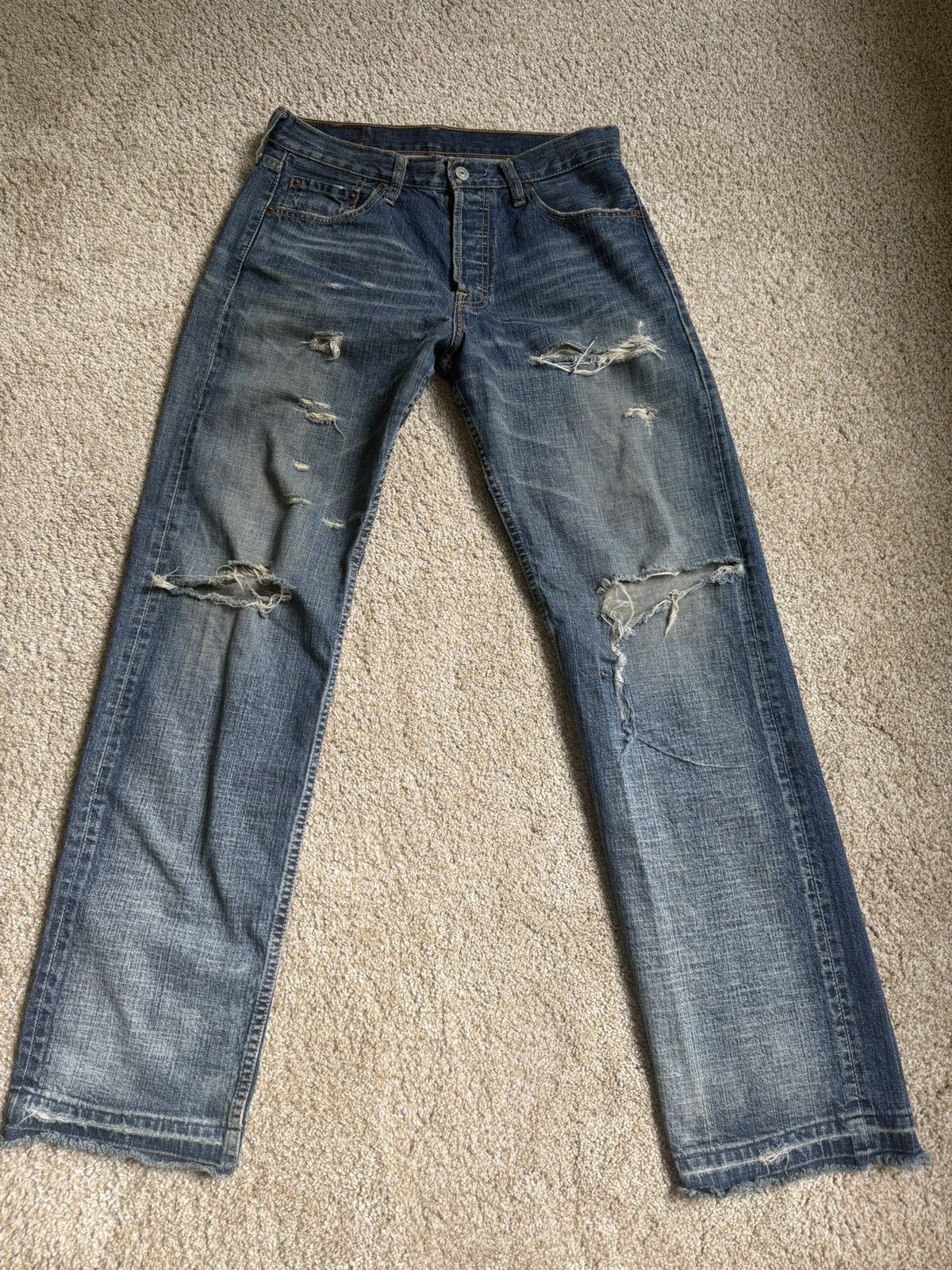 Levi's Vintage Levi’s 501 Distressed Thrashed Denim Size US 30 / EU 46 - 1 Thumbnail