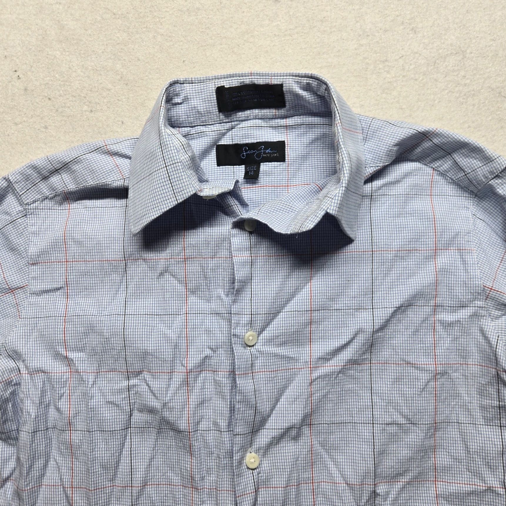 Sean John VINTAGE Sean John Collection New York Shirt Adult Male Size 14 Blue Check Short Sleeve Button-Down Casual Mens Size US S / EU 44-46 / 1 - 2 Thumbnail