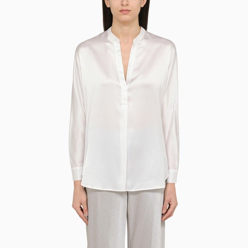 image of Vince White Silk Blouse, Women's (Size Medium)