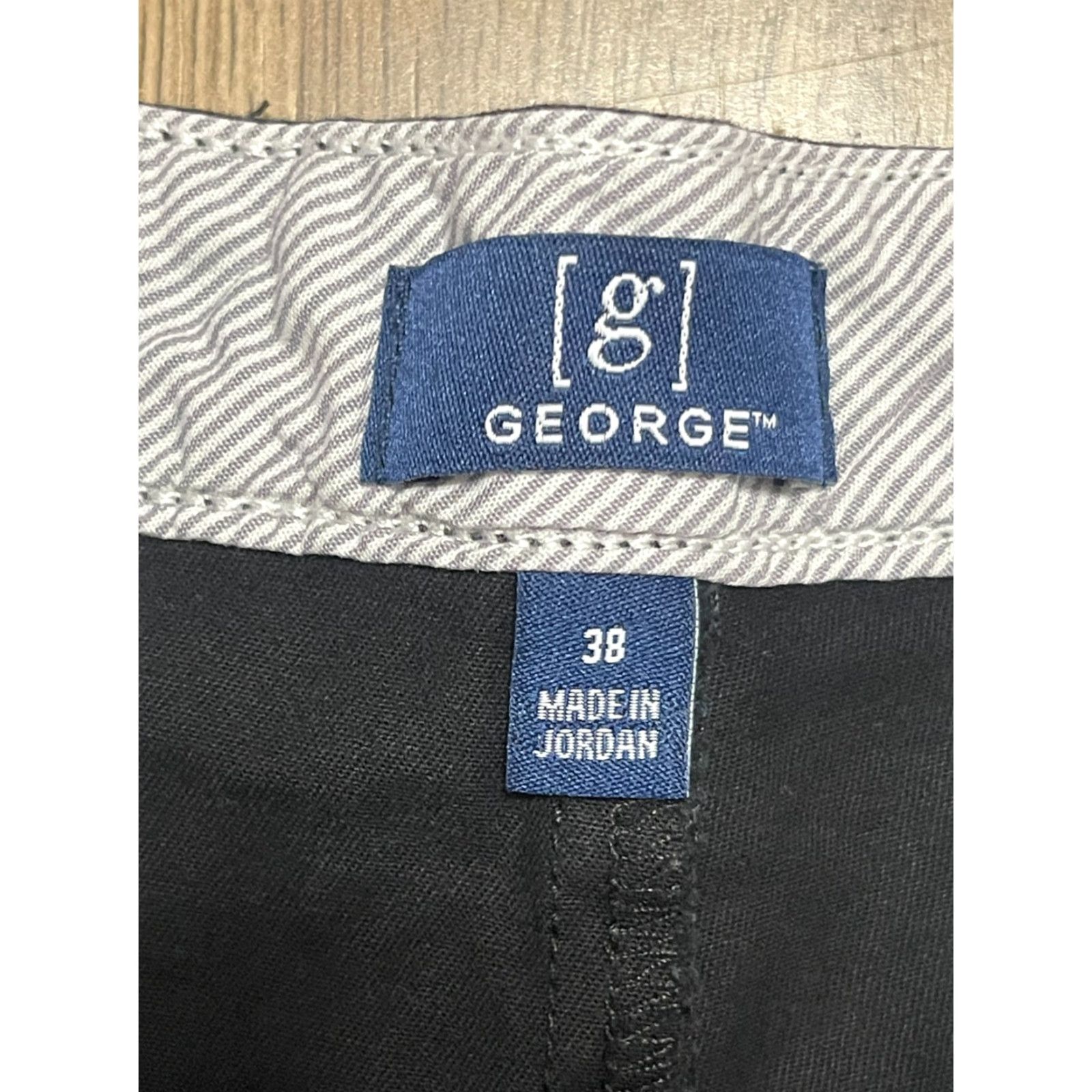 George George Shorts Men's 38 Black Flat Front Casual Pockets Regular Inseam 9in Chino Pants Mens Size US 38 / EU 54 - 5 Thumbnail