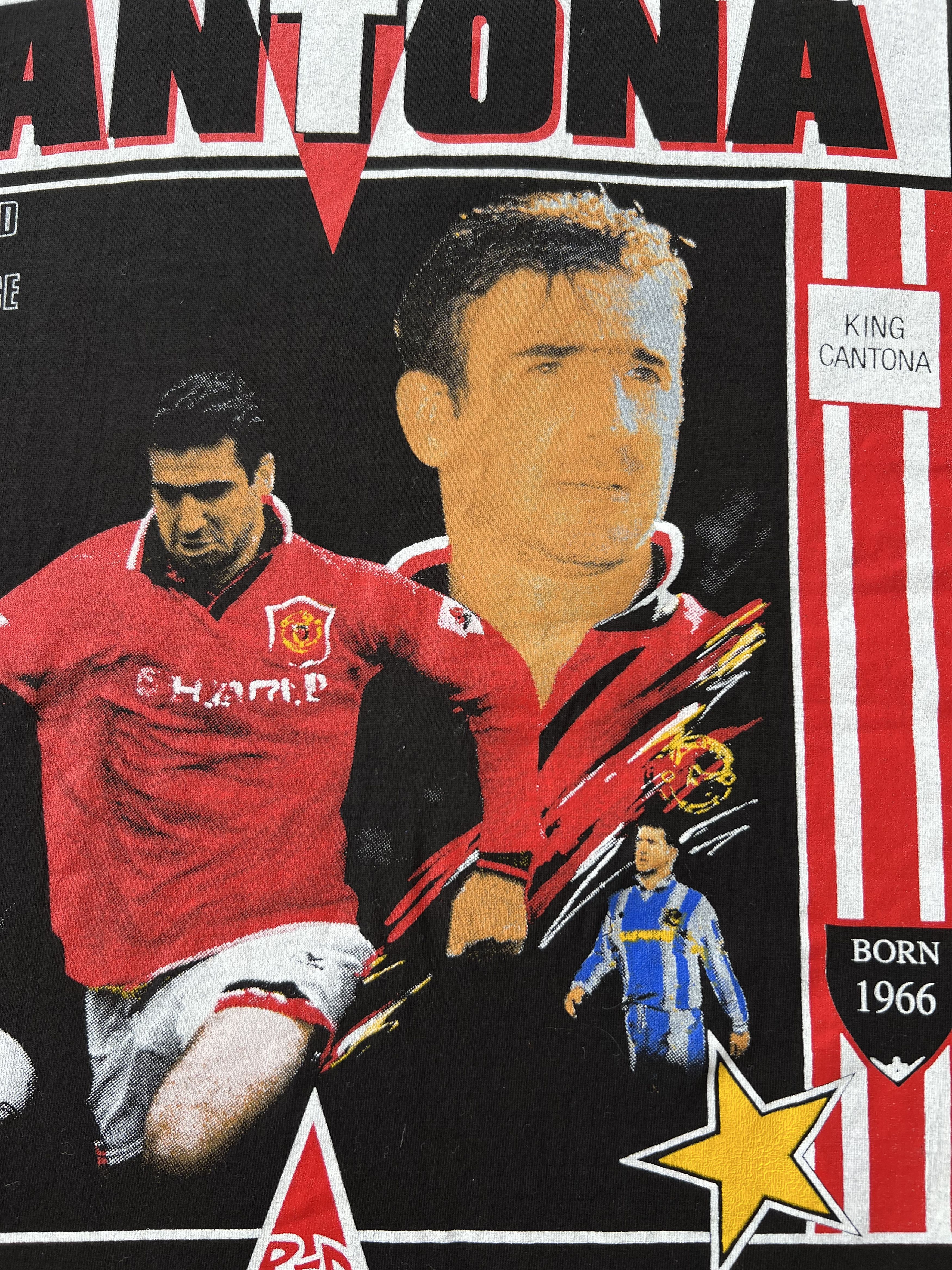 Vintage Vintage 90s Manchester United Eric Cantona #7 Black T-shirt Size US L / EU 52-54 / 3 - 4 Thumbnail