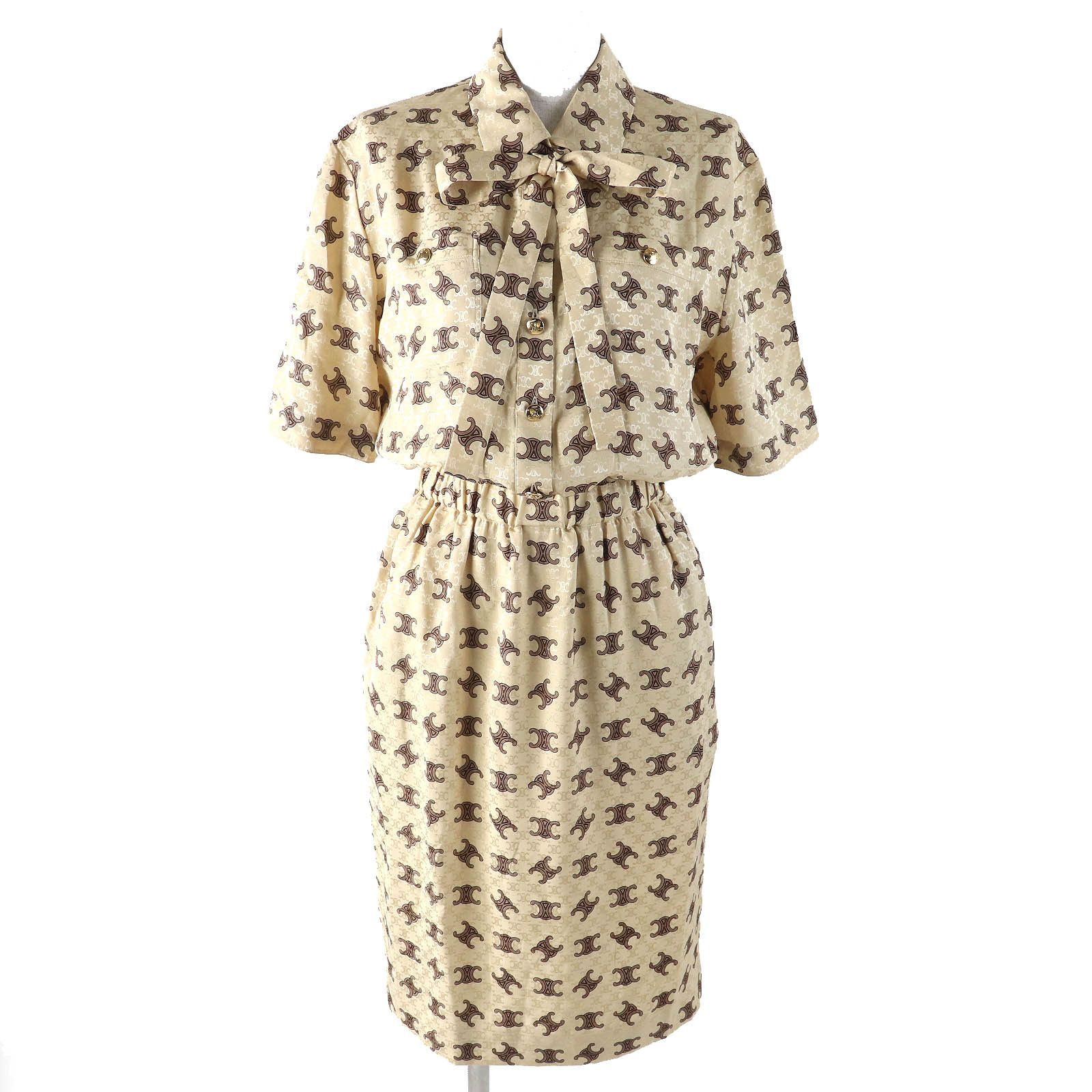 Celine Celine Celine Lavallire silk Triomphe Pattern Silk Dress Others Dresses 2R61G812T Size ONE SIZE - 1 Thumbnail
