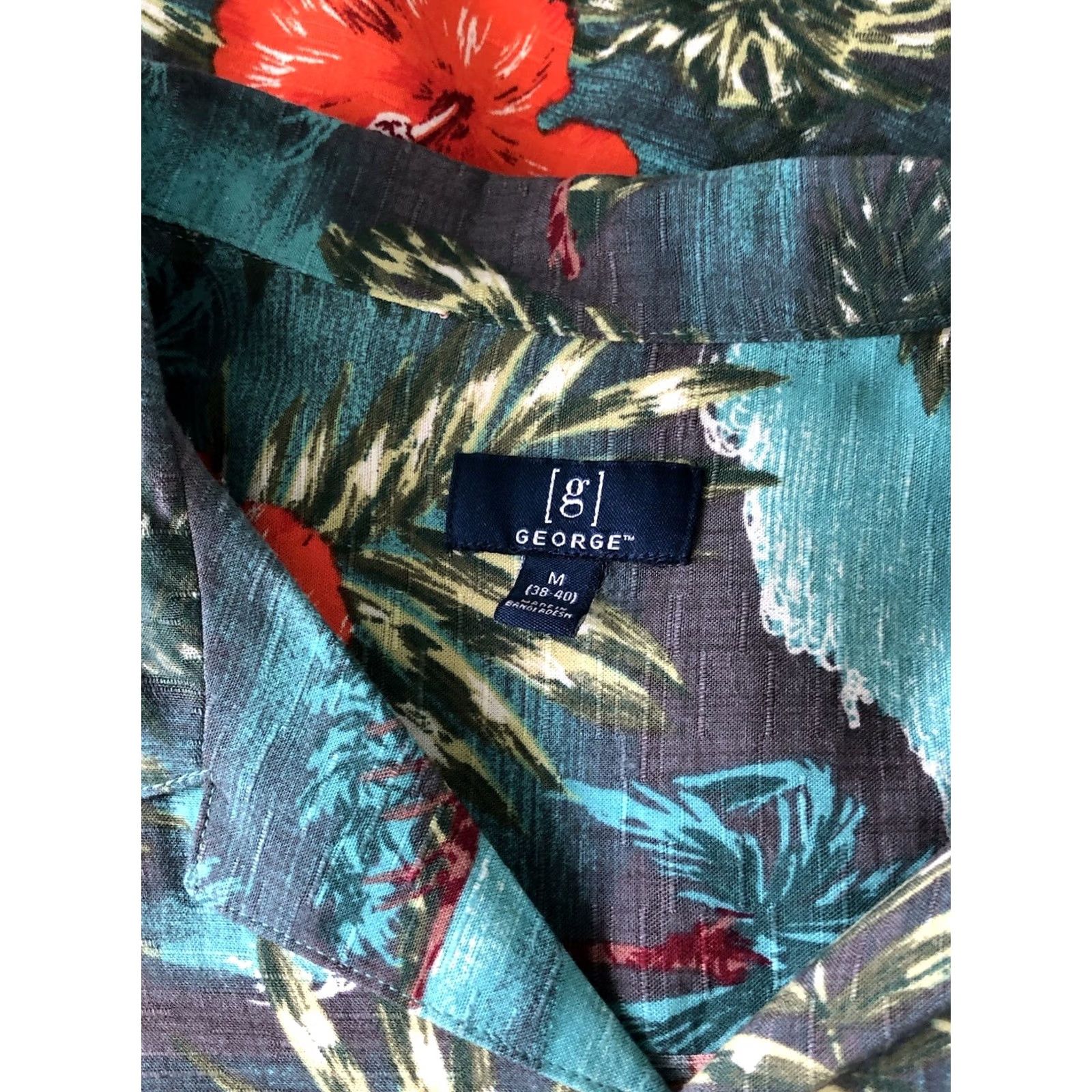 George Vintage George Hawaiian Shirt M Gray Floral Aloha Button Up Rayon Retro Beach Mens Short Sleeve Tropical Hawaiian 90s Style Size US M / EU 48-50 / 2 - 3 Thumbnail