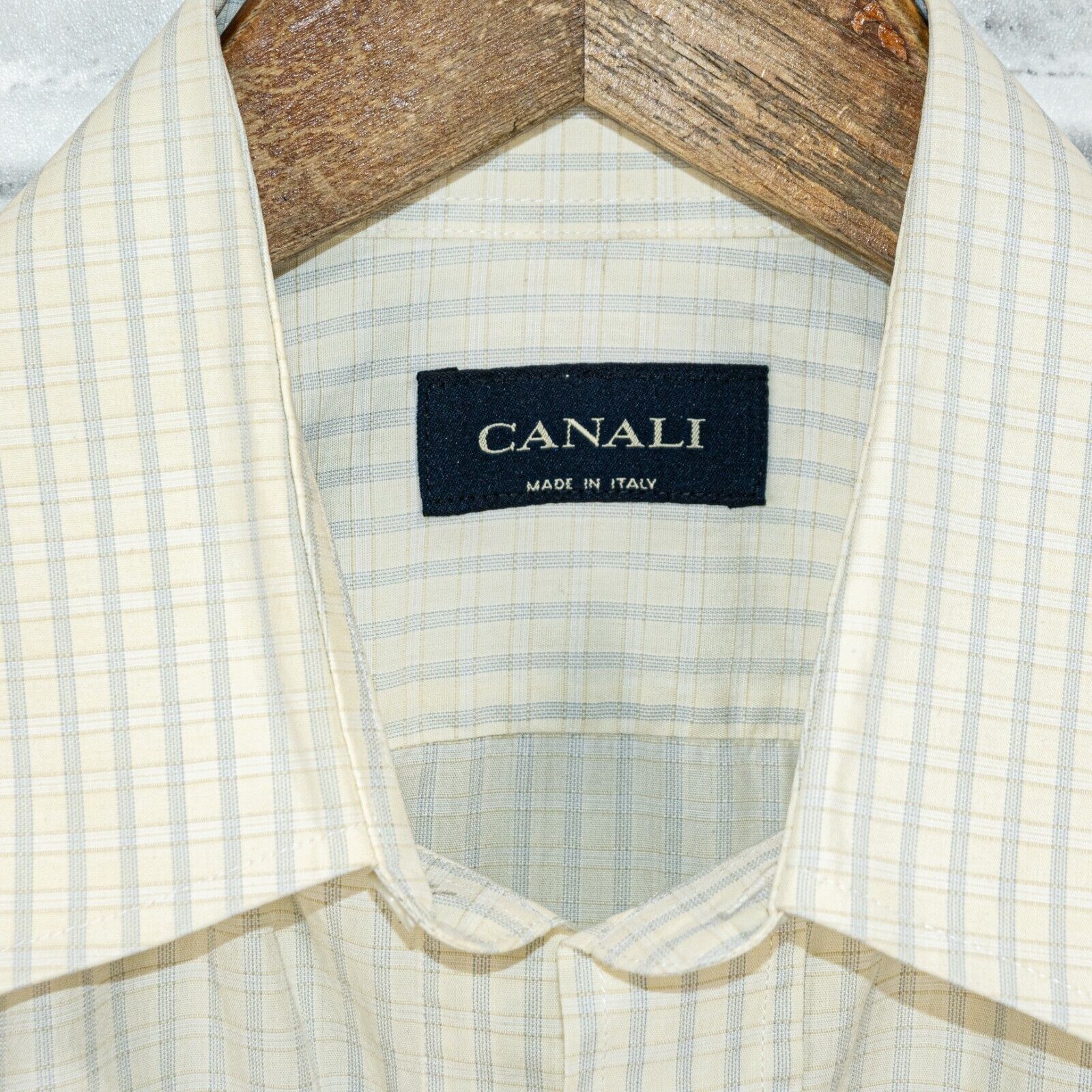 Canali CANALI Long Sleeve Button Down Dress Shirt Beige striped Size US M / EU 48-50 / 2 - 2 Thumbnail