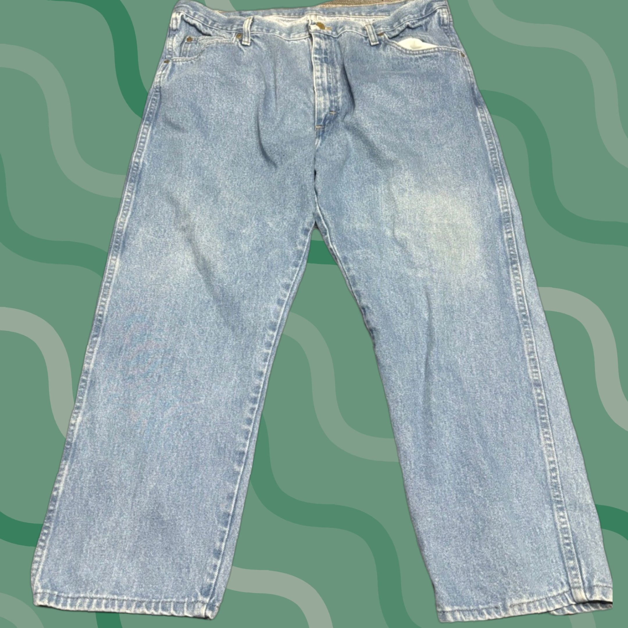 Wrangler VINTAGE Wrangler Jeans Men 42x30 Blue Western Denim Straight Cowboy Work Y2K Wrangler Wrancher Jeans Men 42 Blue Denim Straight Cowboy Work Y2K Size US 42 / EU 58 - 1 Thumbnail