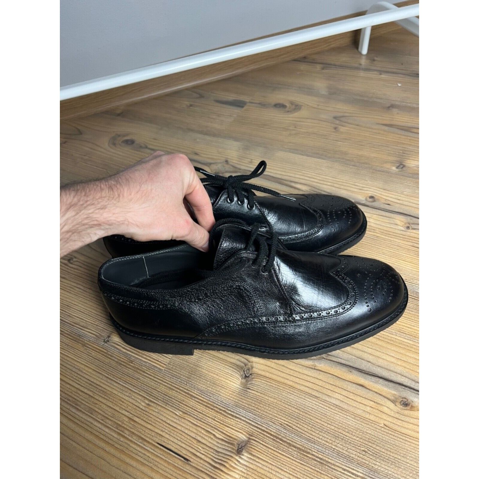 Bally MINT! Bally Anker Black Men`s Leather Derby Brogues Shoes Si Size US 11 / EU 44 - 10 Thumbnail