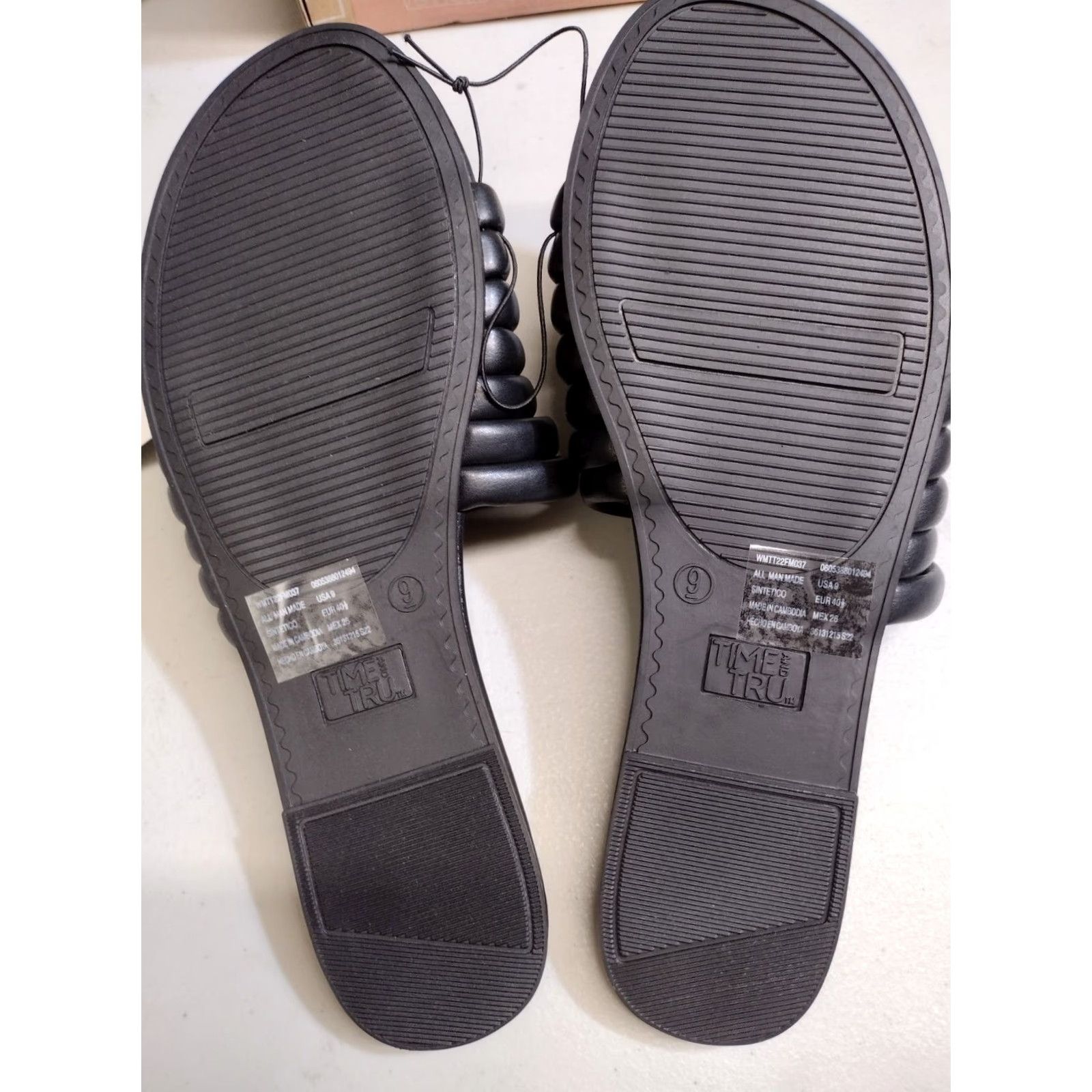 Vintage Time And Tru Women's Black Multi-Band Slide Flat Sandals Memory Foam Size 9 Size US 9 / IT 39 - 5 Thumbnail