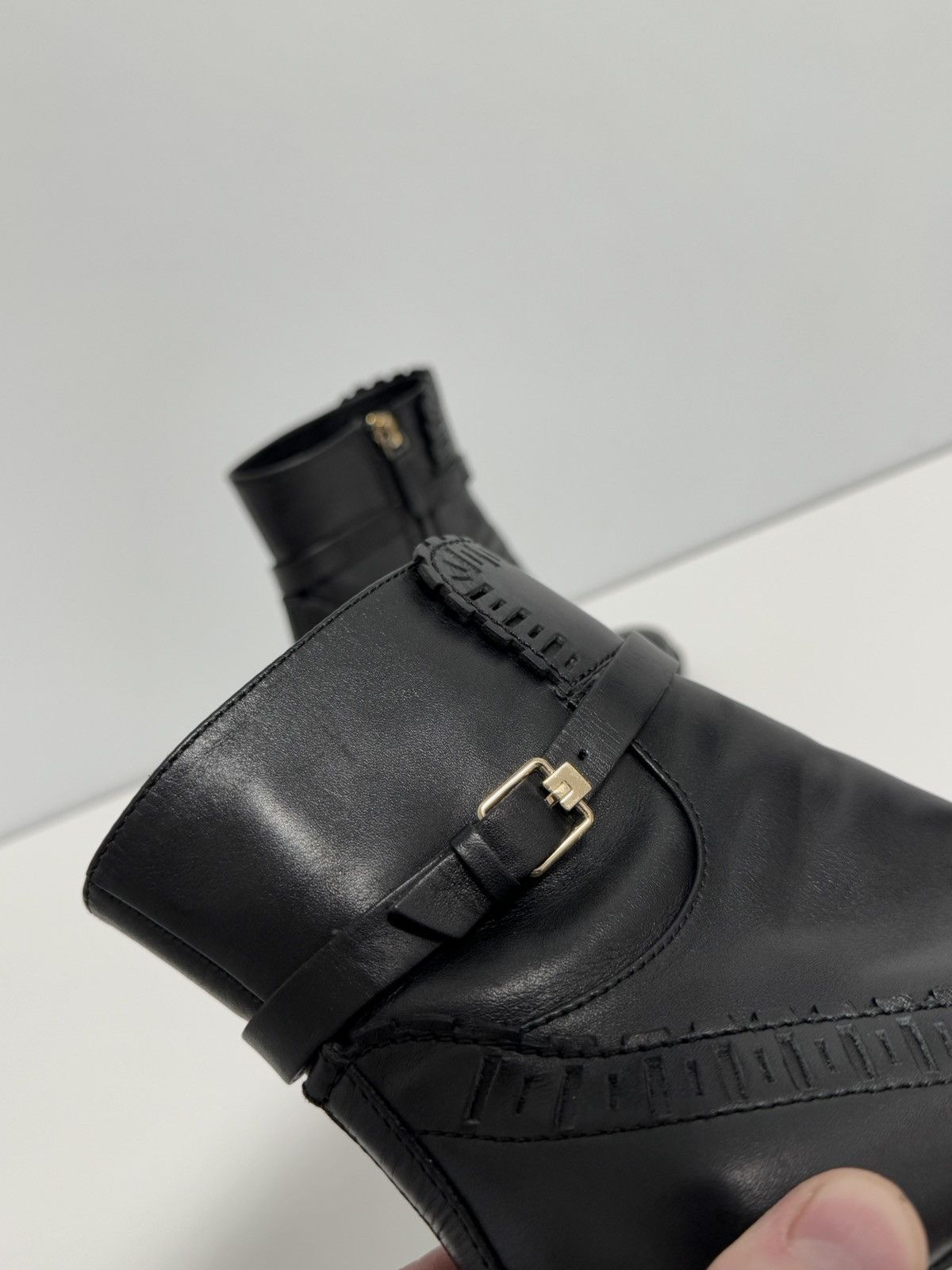 Tod's Tod’s Buckled Laser-cut Glossed-leather Ankle Boots In Nero Size US 6 / IT 36 - 16 Thumbnail