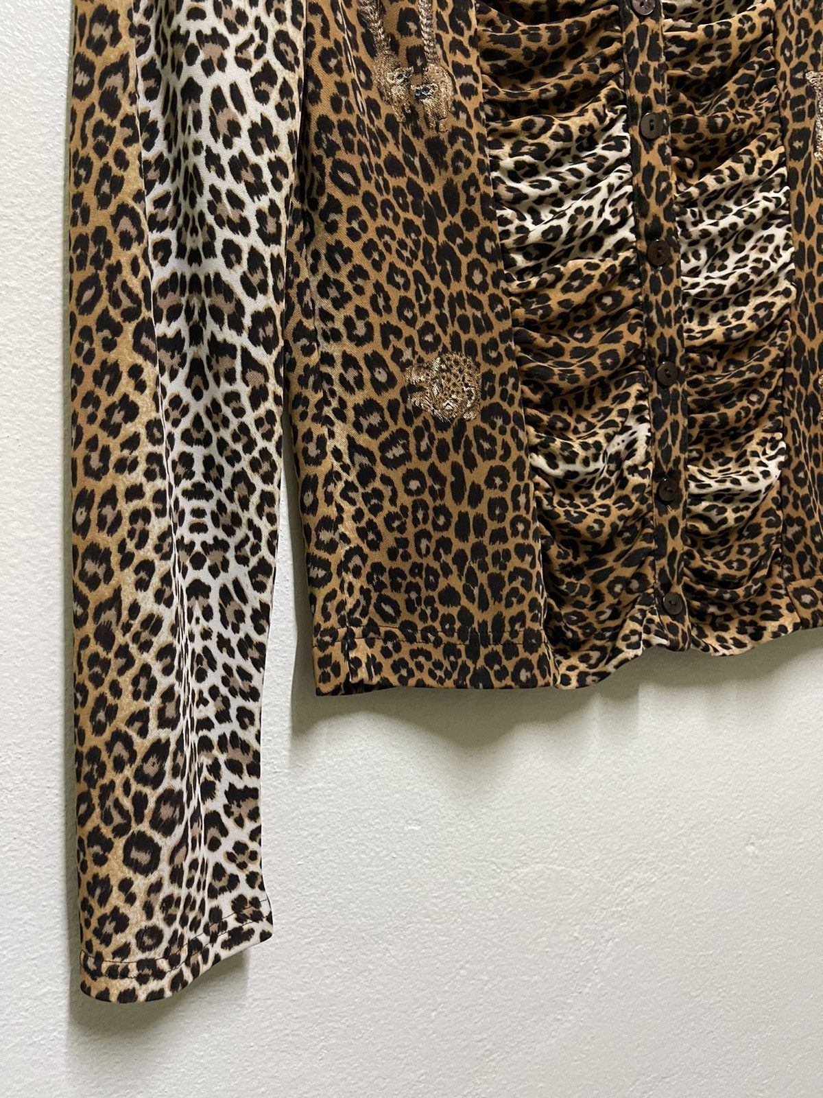 Japanese Brand Leopard Printed Button Stretch Long Sleeve Size S / US 4 / IT 40 - 3 Thumbnail