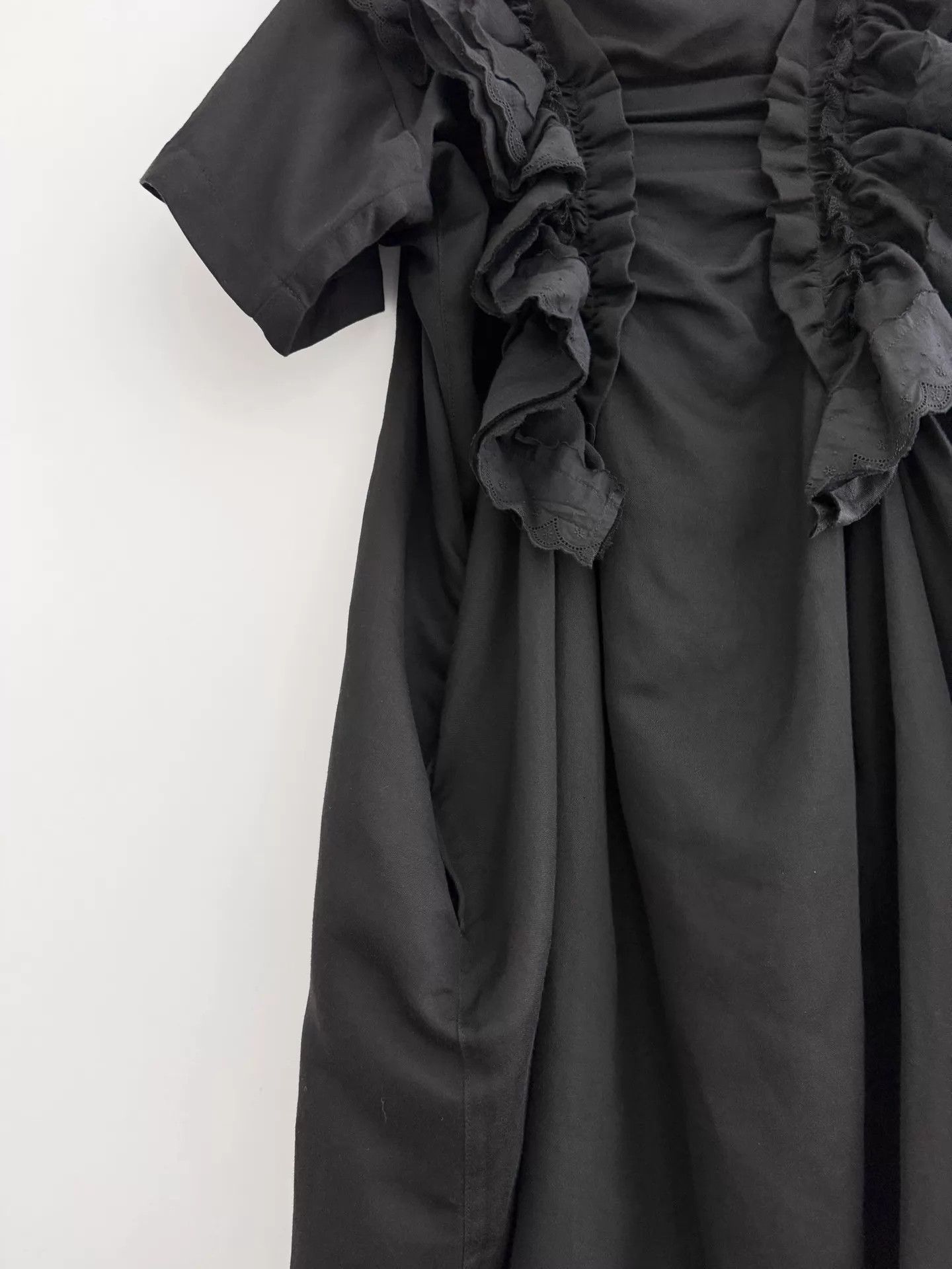 Comme des Garcons CDG 21SS Tricot Pleated Black CottonLinen Pocketed Dress Size M / US 6-8 / IT 42-44 - 7 Thumbnail