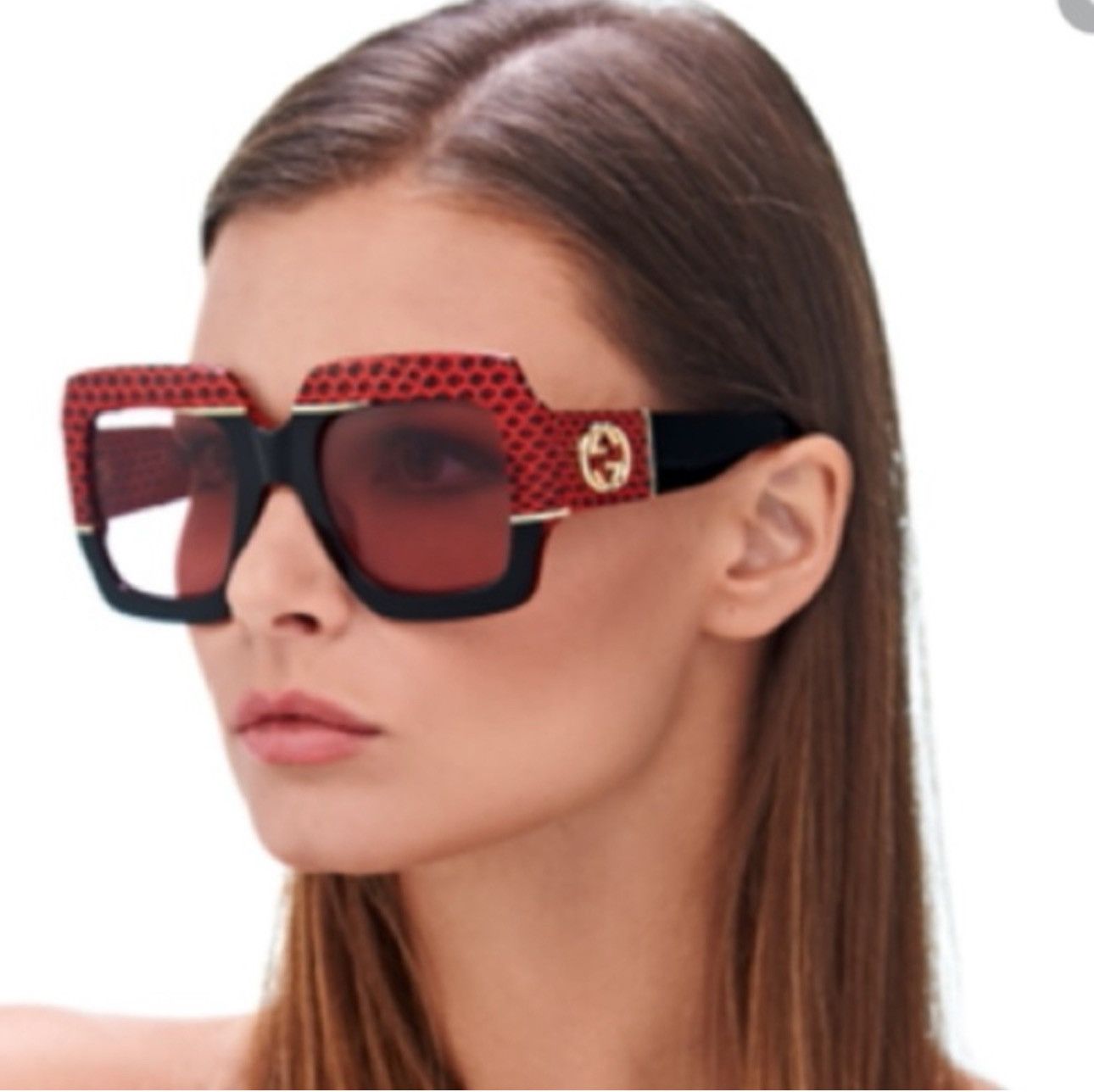 image of Gucci Snakeskin Sunglasses in Red, Women's