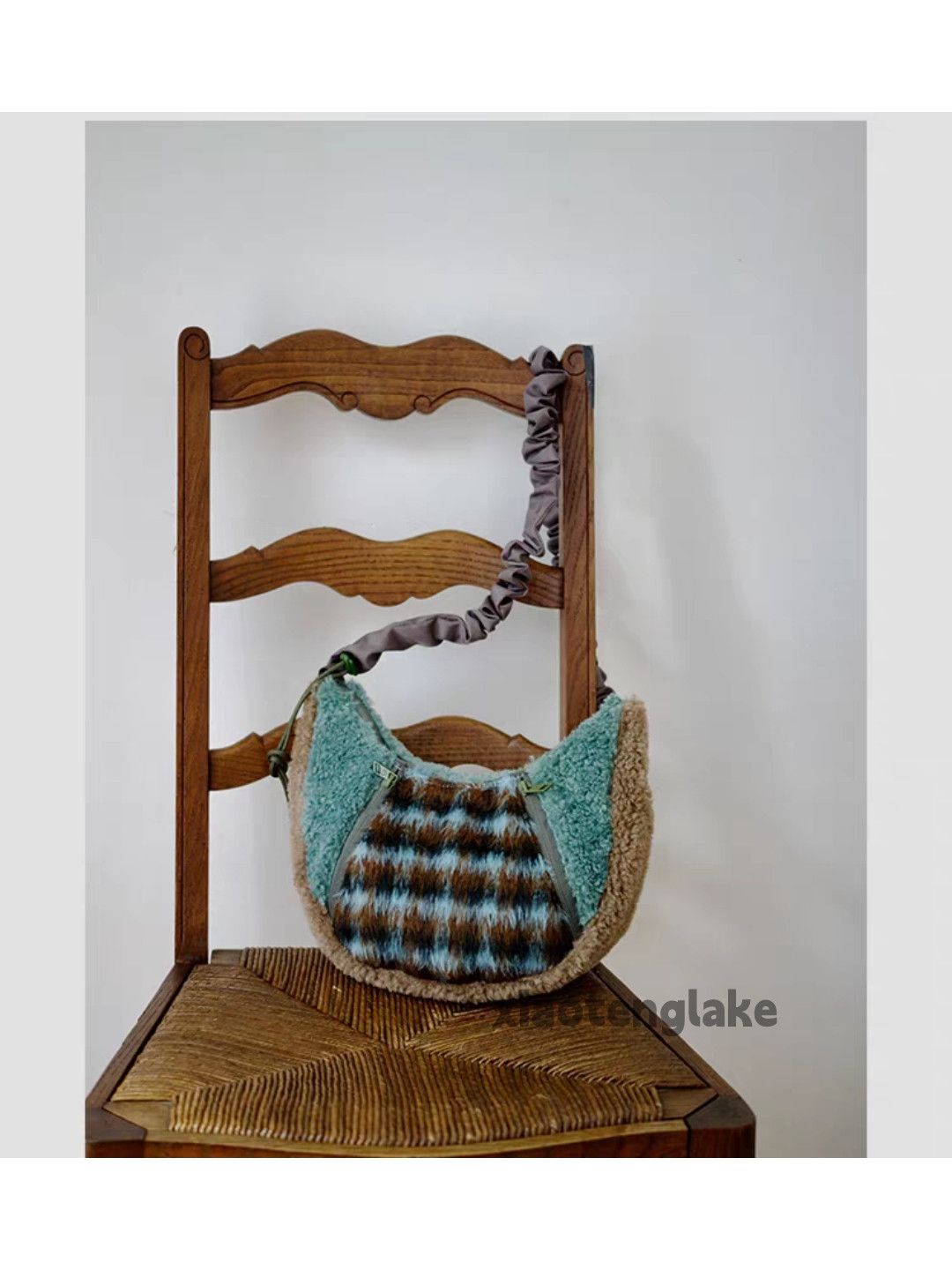 Unisex outdoor utility sports patchwork plush bag