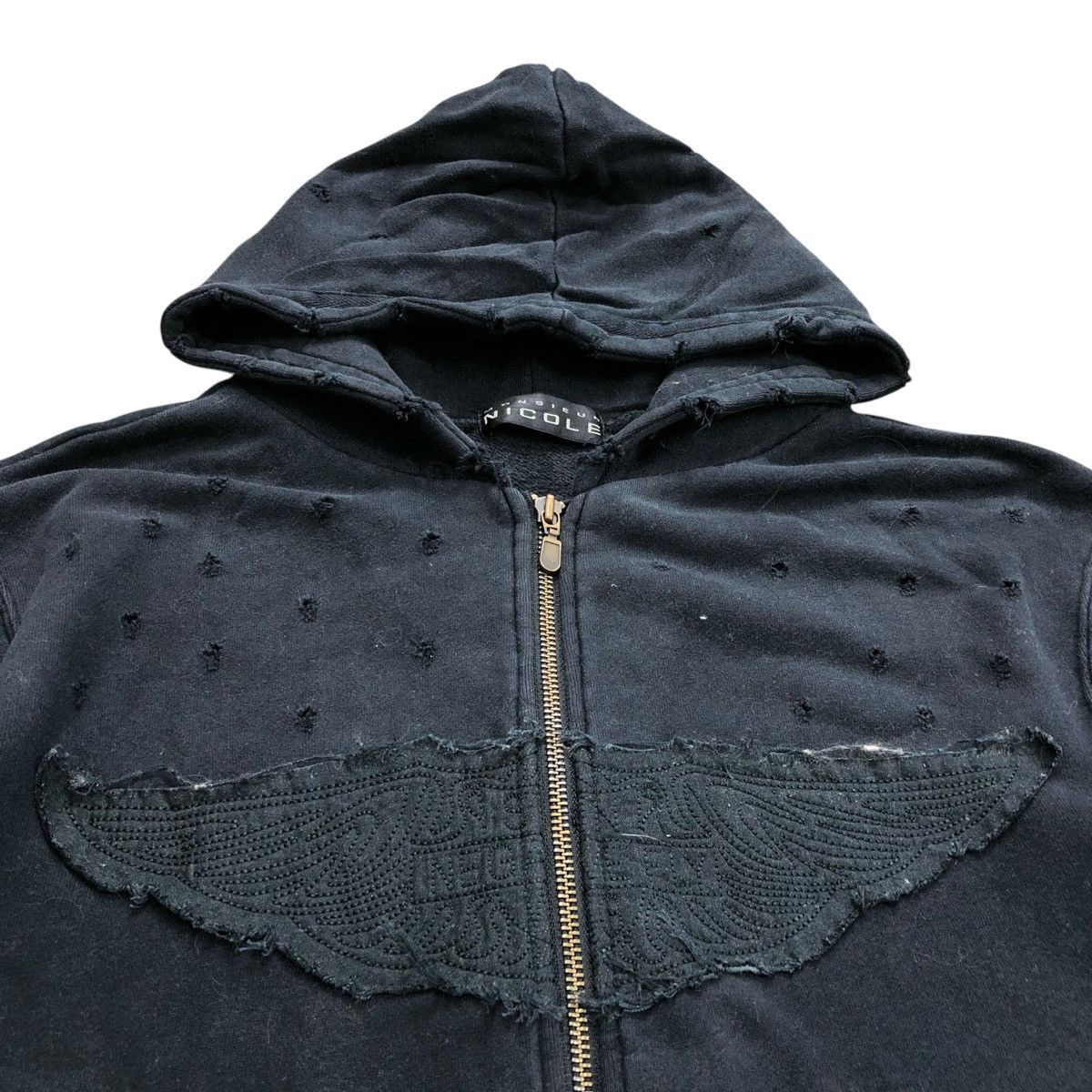 If Six Was Nine × Le Grande Bleu (L.G.B.) × Nicole Club Vintage Nicole Monsieur Embroidered Distressed Zip Hoodie Size US M / EU 48-50 / 2 - 4 Thumbnail